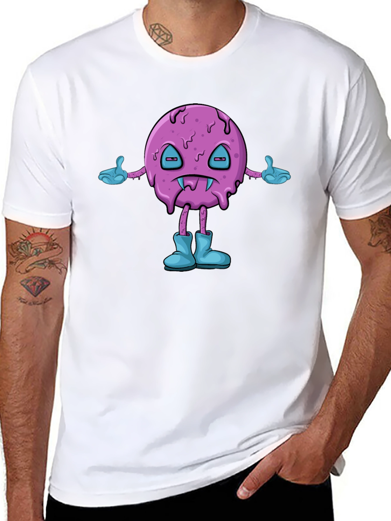 Cartoon Monster Black T-Shirt