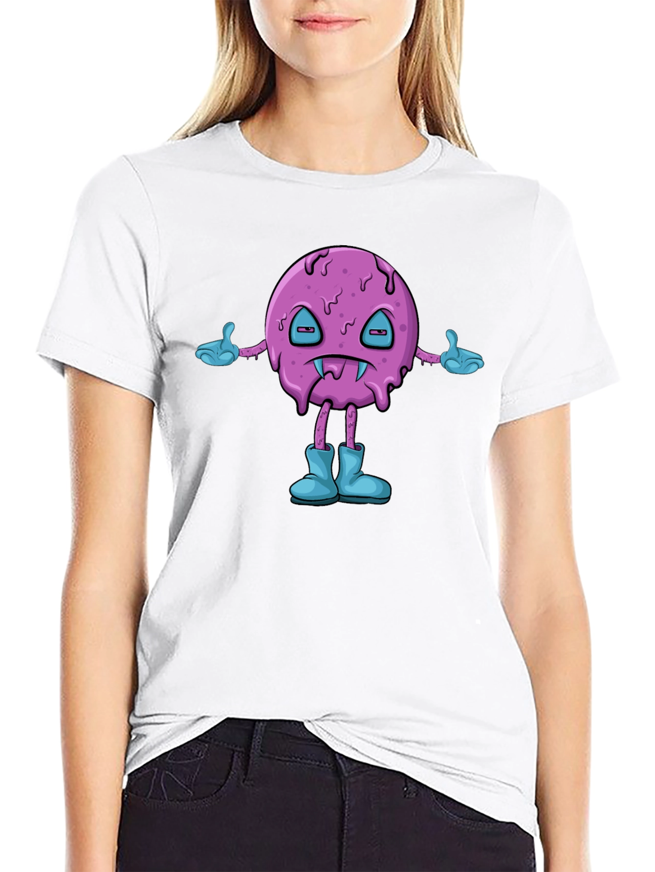 Cartoon Monster Black T-Shirt