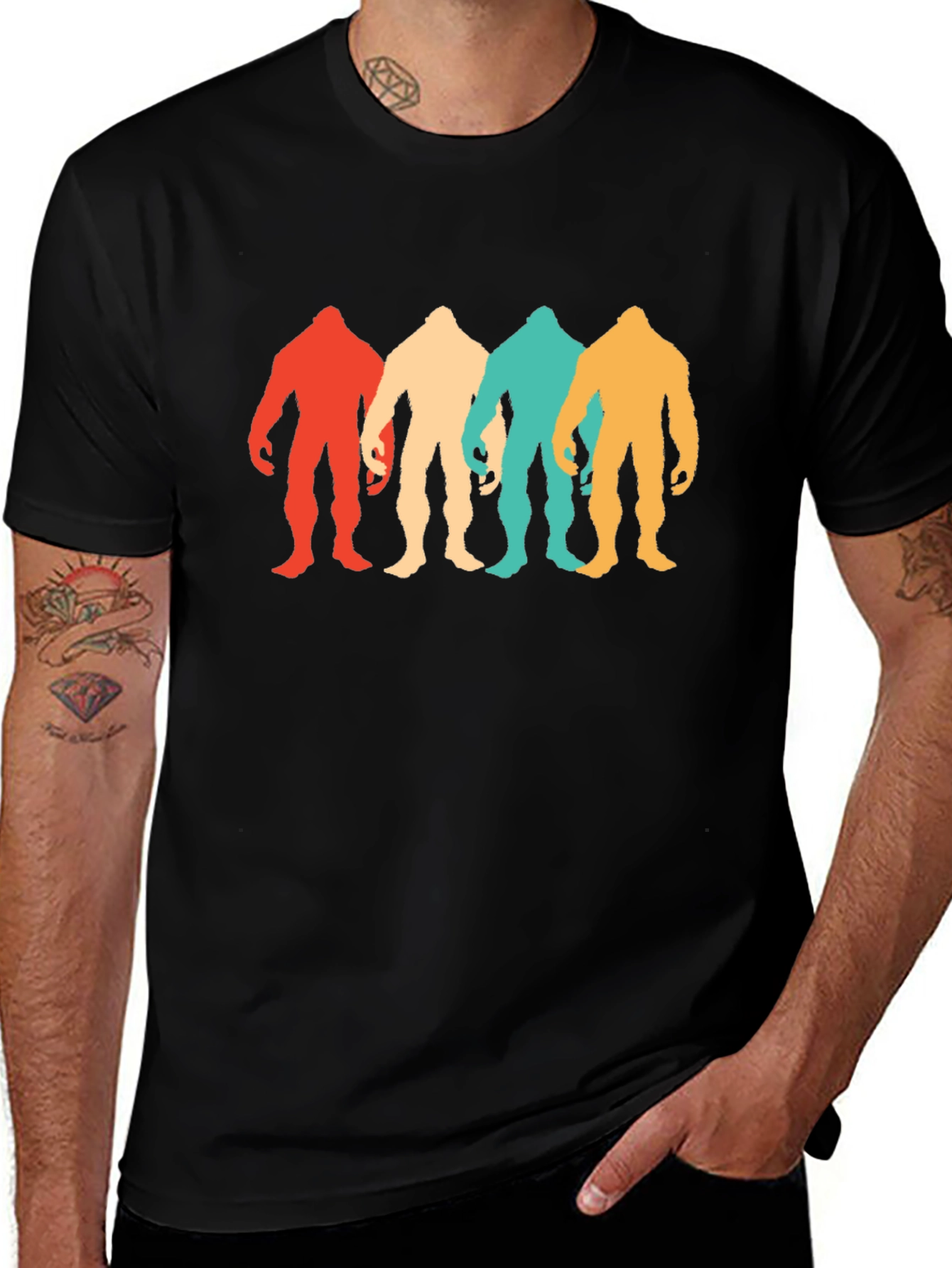 Retro Bigfoot Silhouette Graphic Tee - Black
