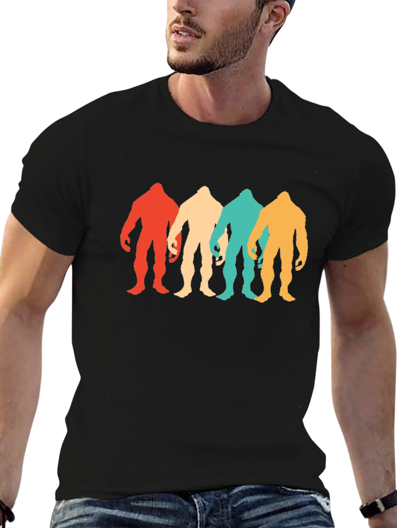 Retro Bigfoot Silhouette Graphic Tee - Black