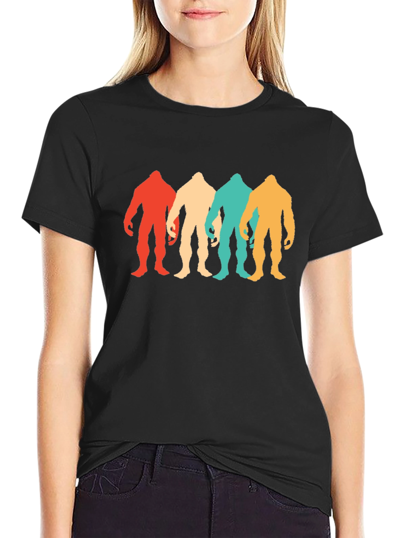 Retro Bigfoot Silhouette Graphic Tee - Black