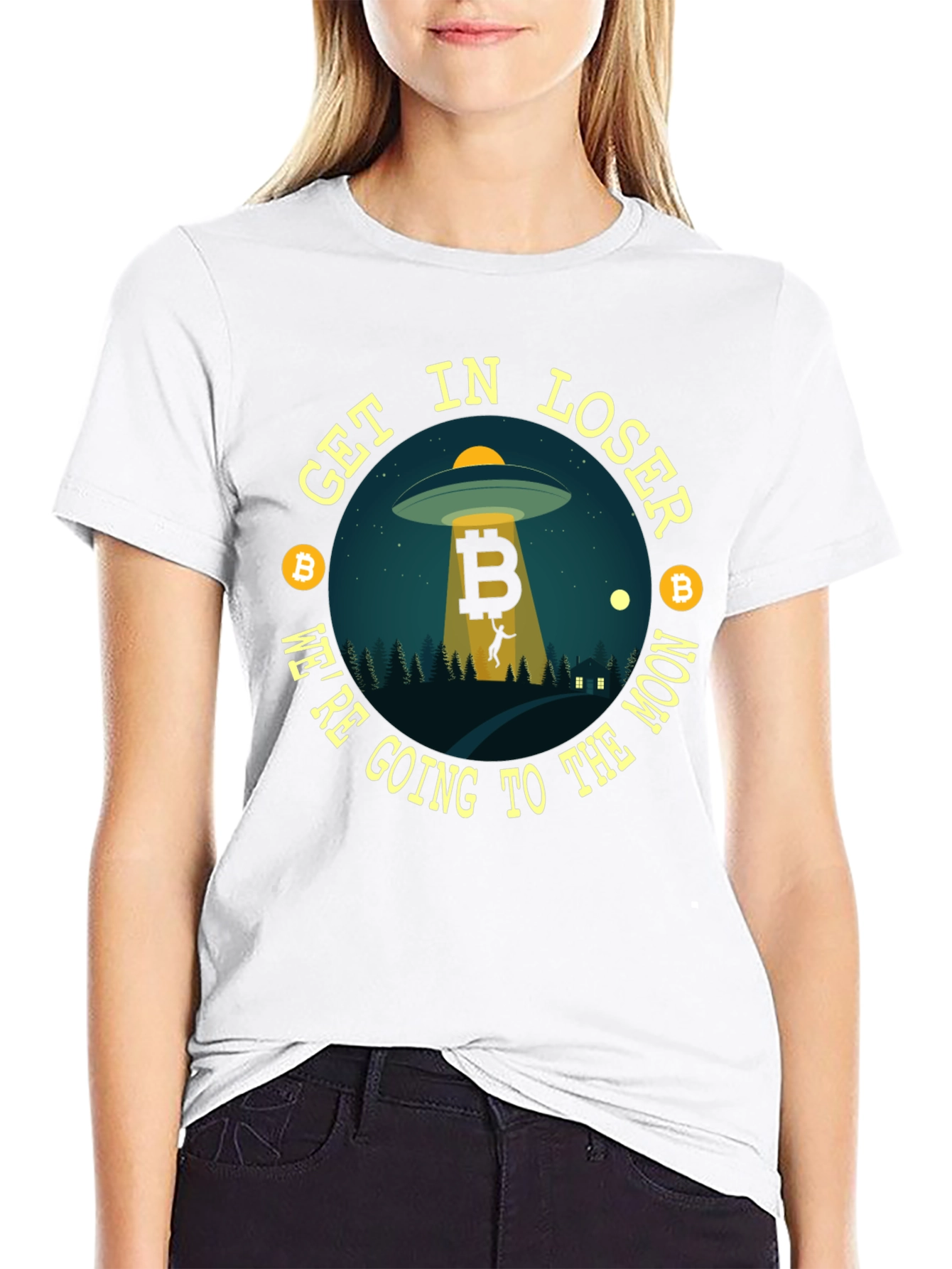 Bitcoin UFO T-Shirt - Get In Loser!