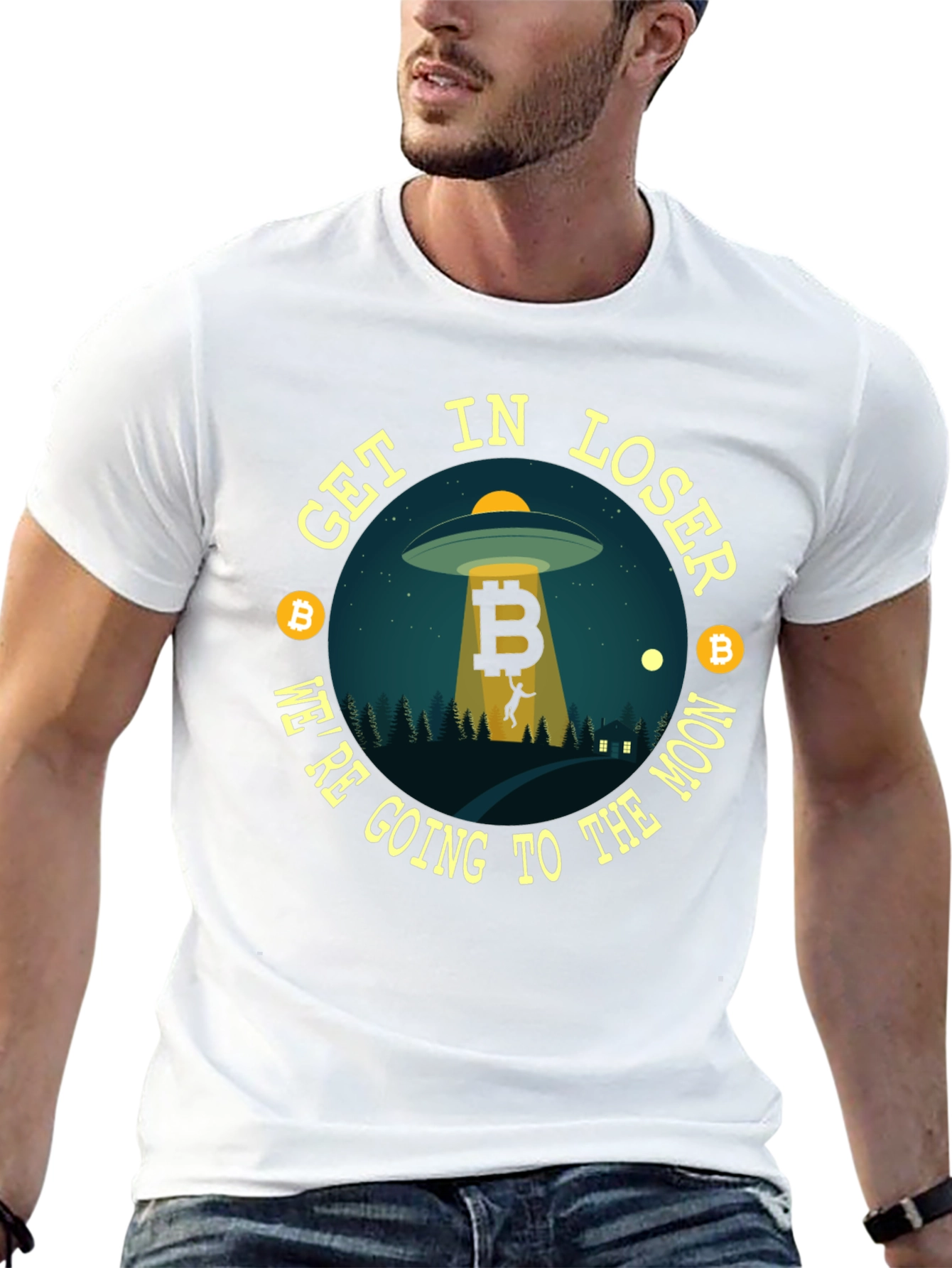 Bitcoin UFO T-Shirt - Get In Loser!