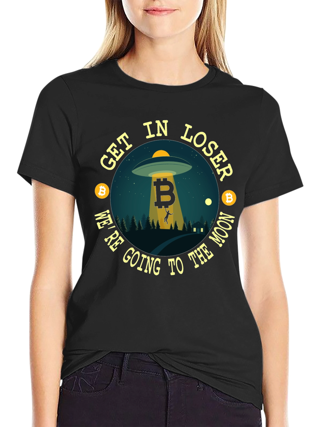 Bitcoin UFO T-Shirt - Get In Loser!