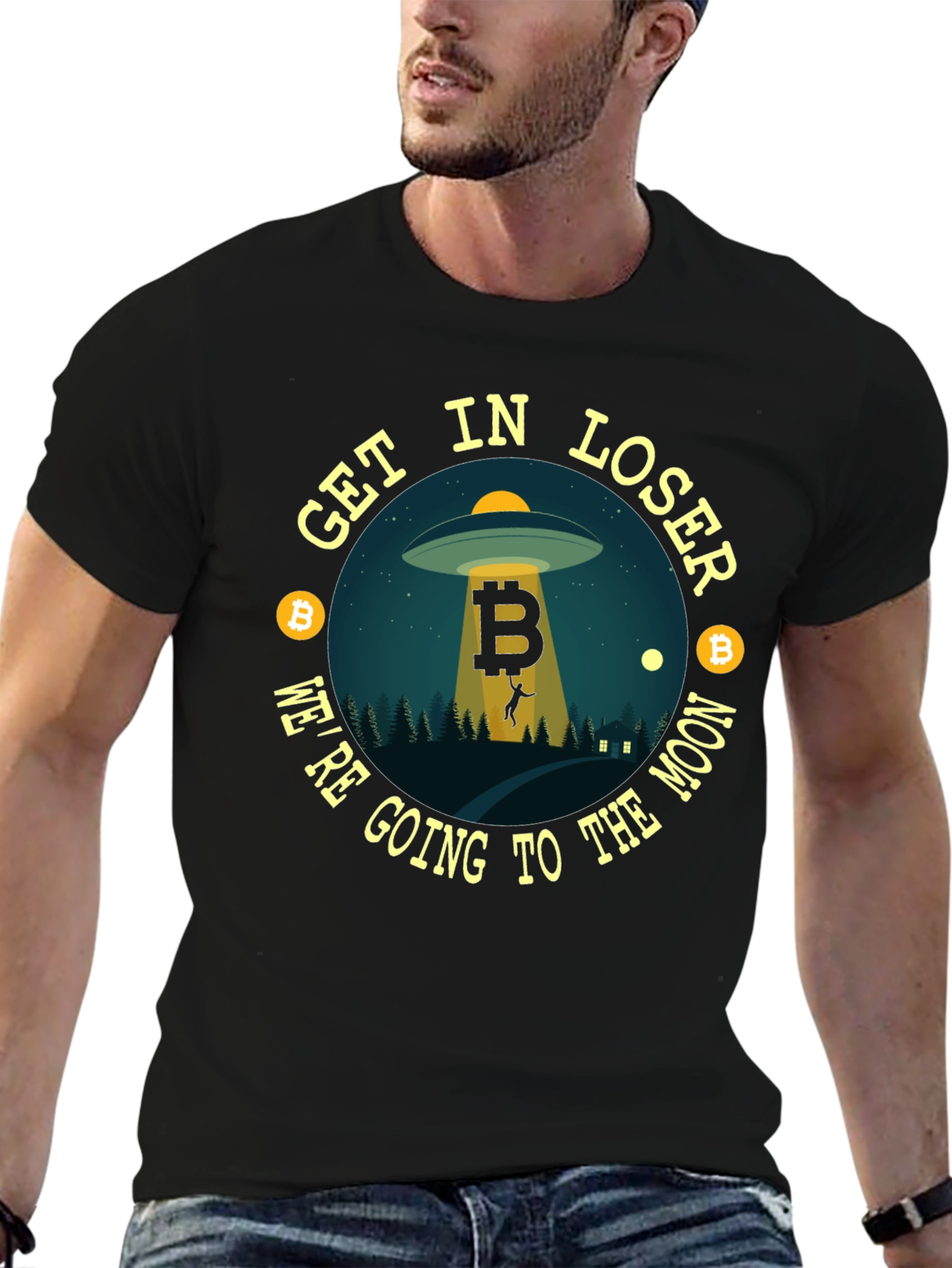 Bitcoin UFO T-Shirt - Get In Loser!