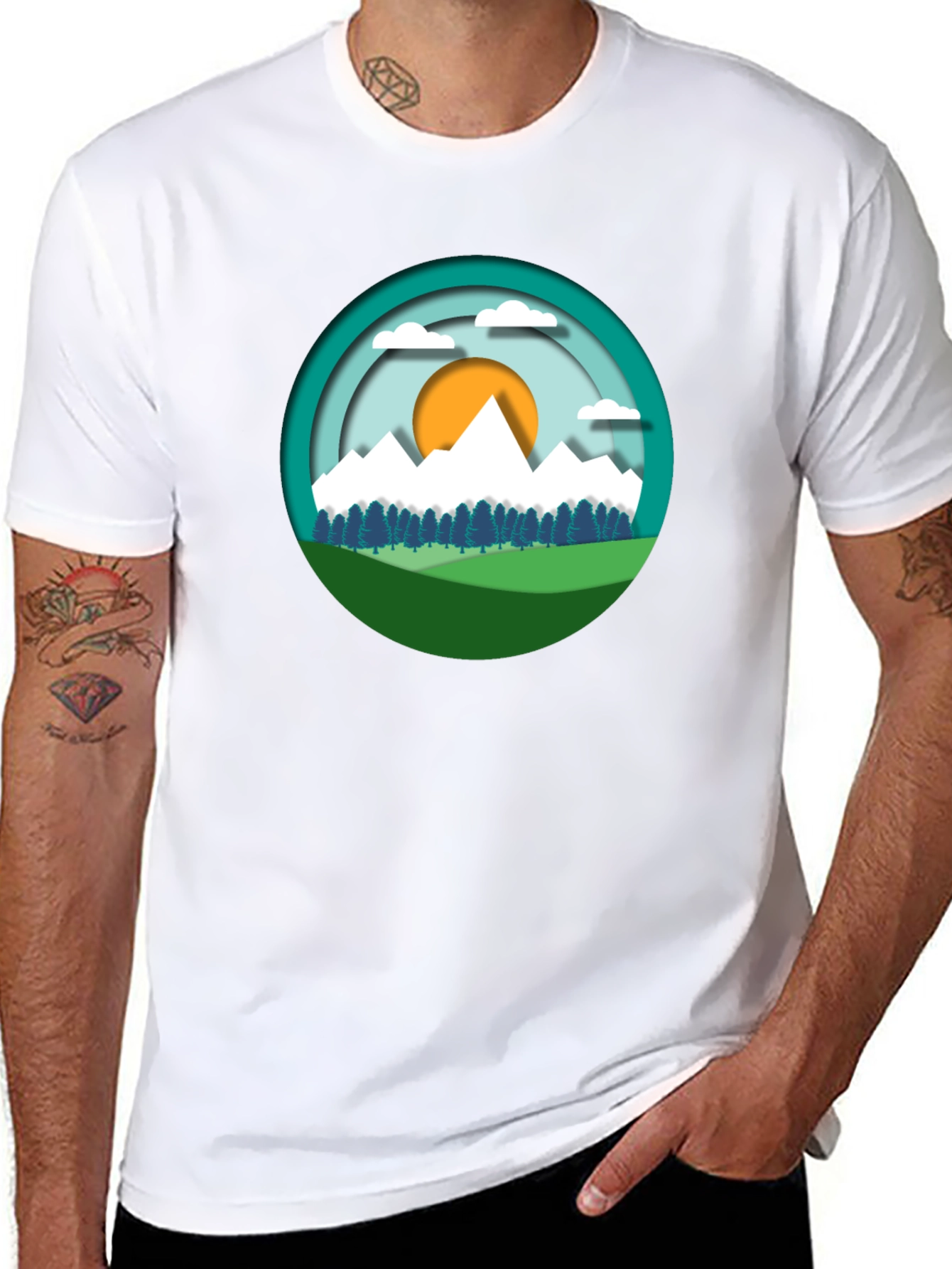 Mountain Scene Graphic Tee - Nature Lover Shirt