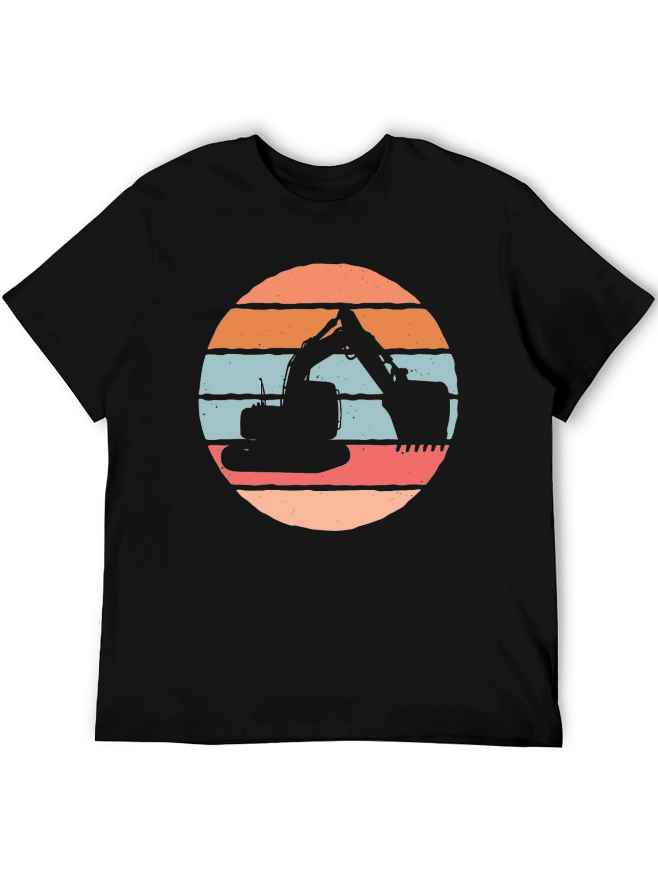 Excavator Sunset Graphic Tee - Construction Crew Shirt