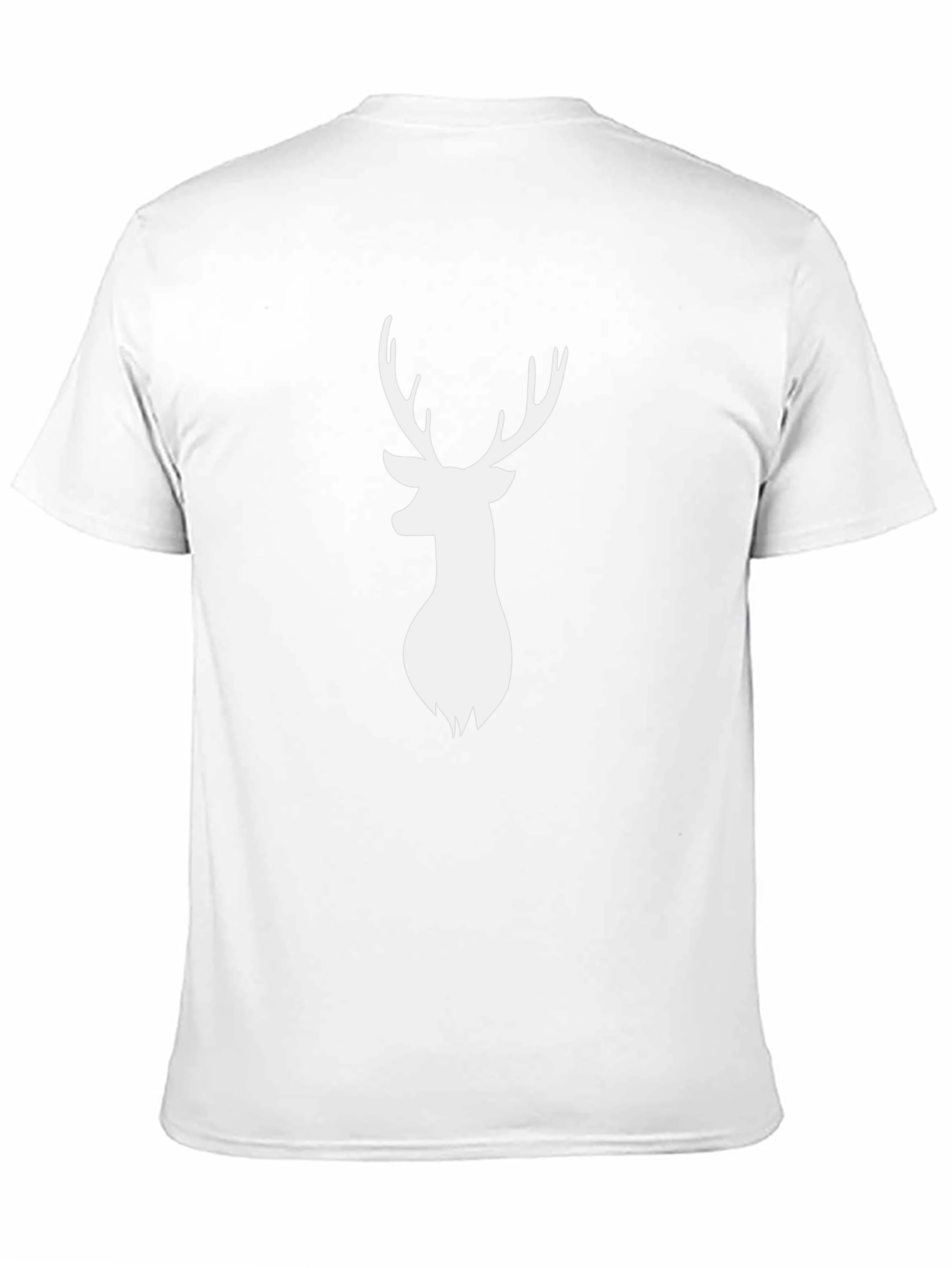 Mens Black T-Shirt with White Deer Graphic