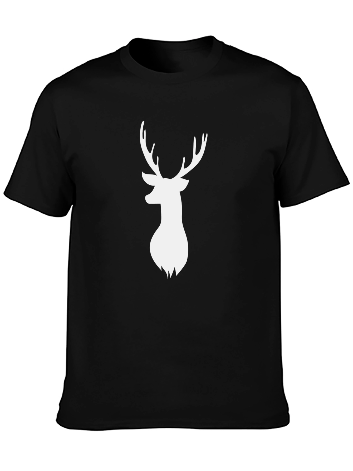 Mens Black T-Shirt with White Deer Graphic