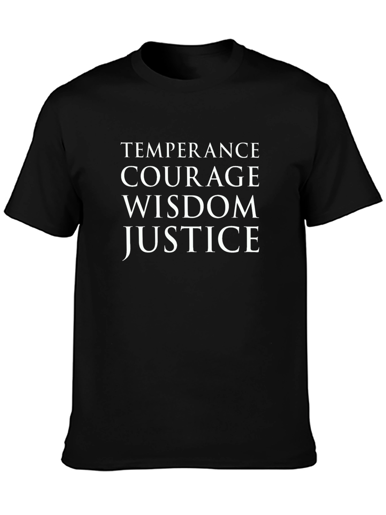 Virtues Graphic Tee - Temperance Courage Wisdom Justice