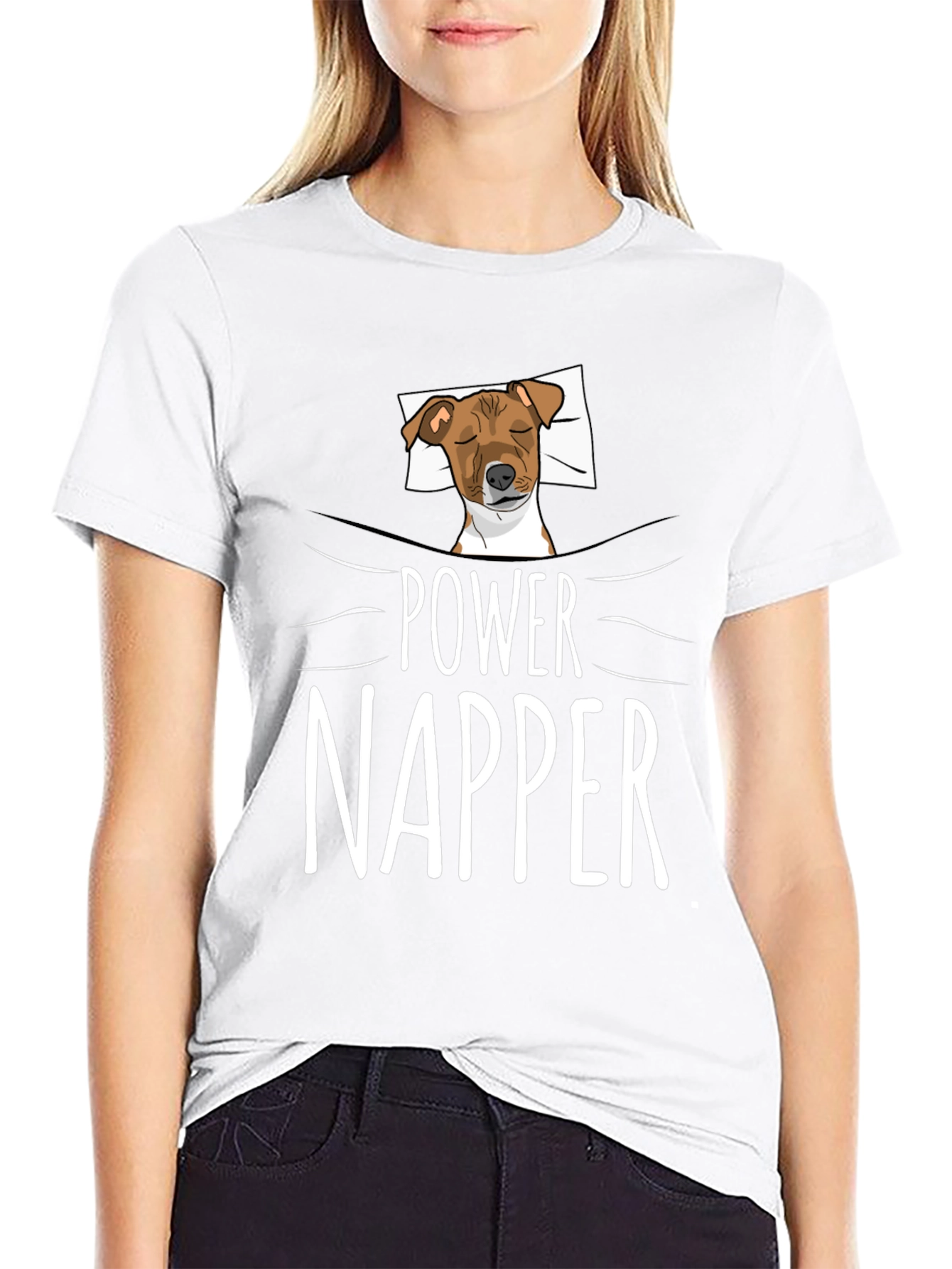 Power Napper Dog Graphic T-Shirt
