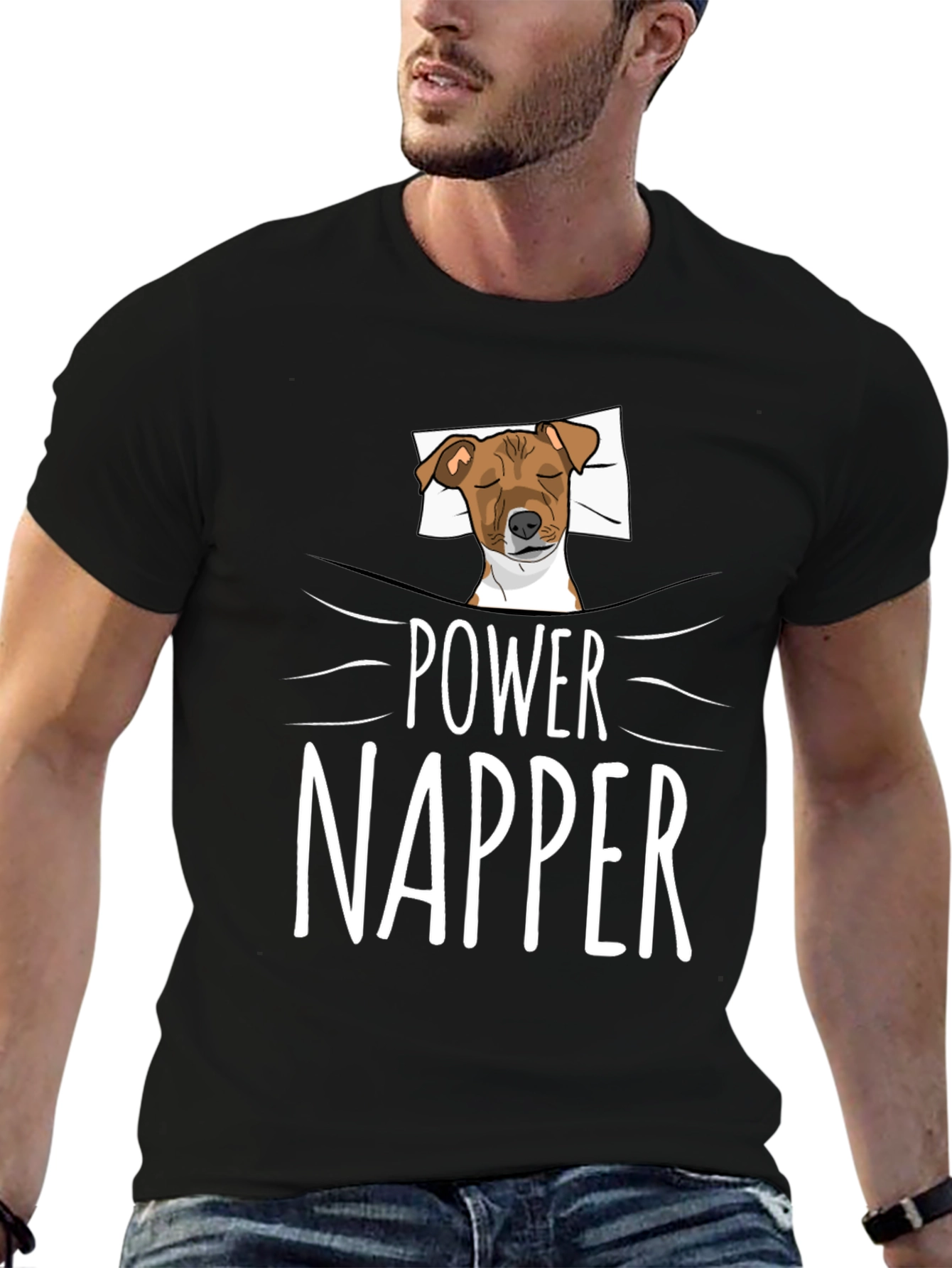 Power Napper Dog Graphic T-Shirt