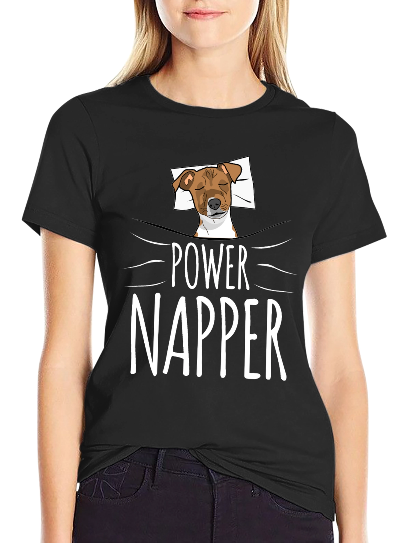 Power Napper Dog Graphic T-Shirt