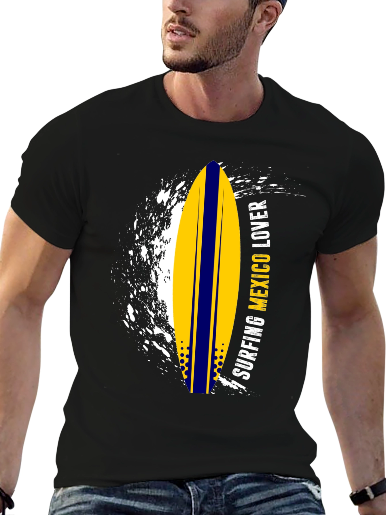 Surfing Mexico Lover Tee - Black Graphic T-Shirt