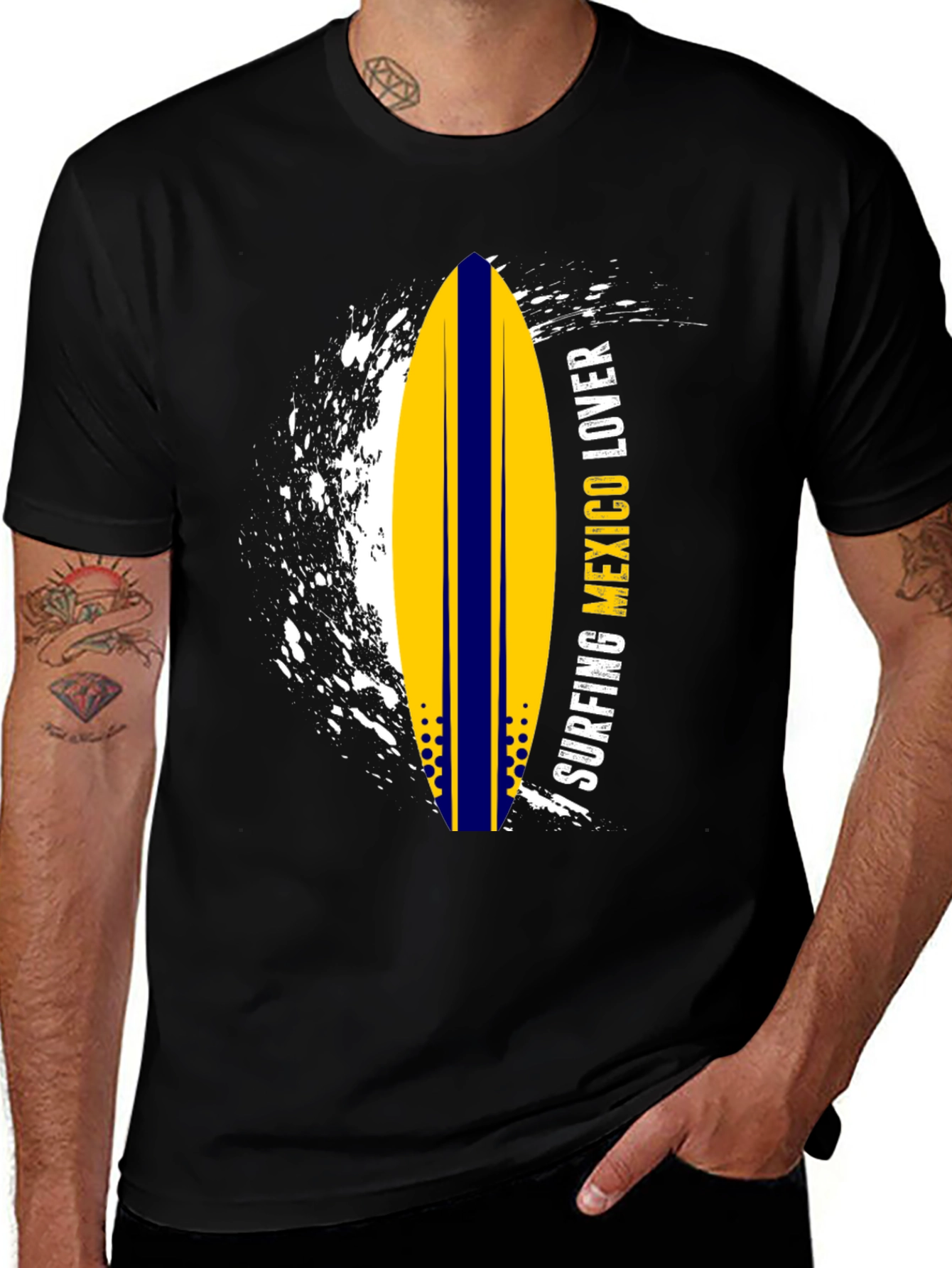 Surfing Mexico Lover Tee - Black Graphic T-Shirt