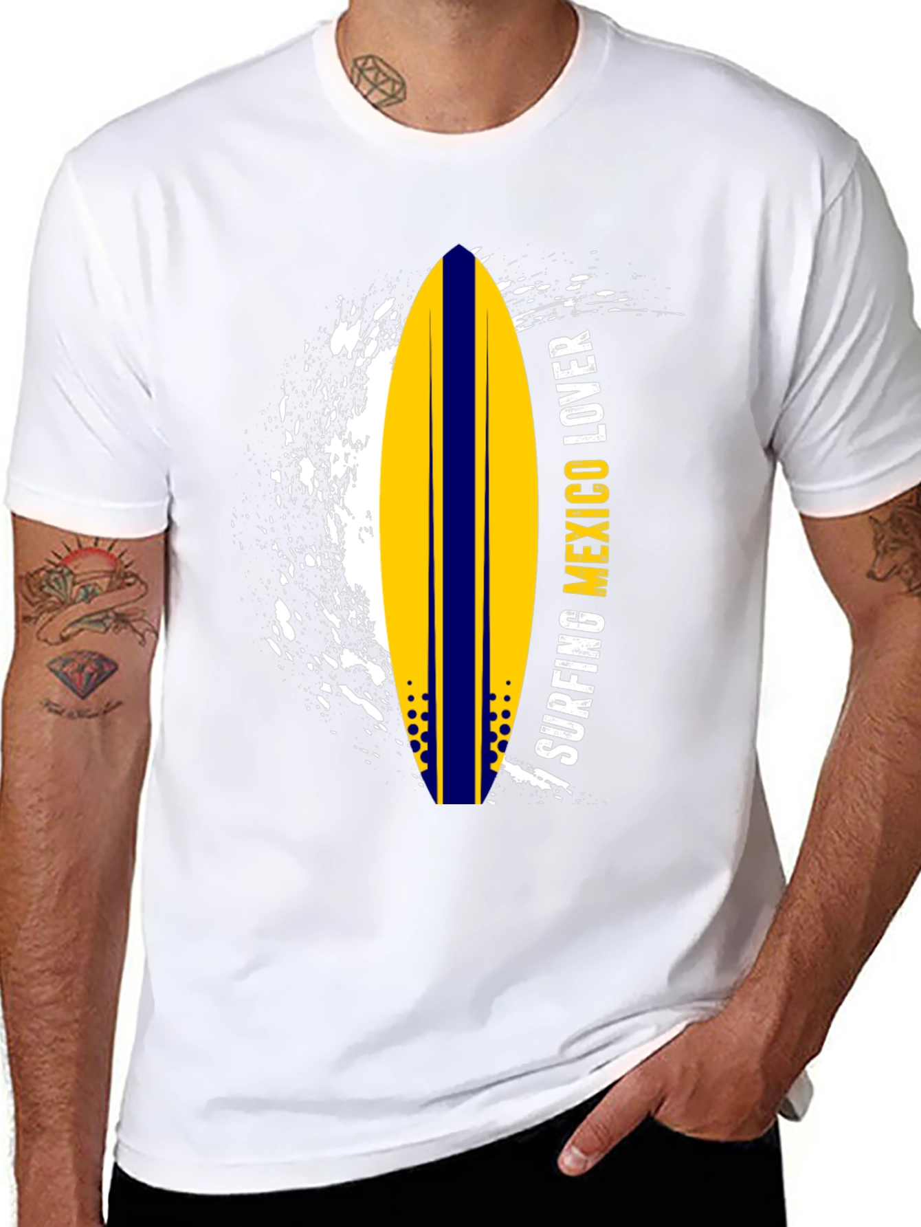 Surfing Mexico Lover Tee - Black Graphic T-Shirt