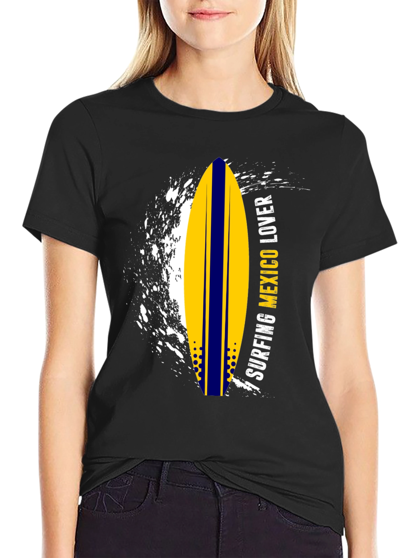 Surfing Mexico Lover Tee - Black Graphic T-Shirt