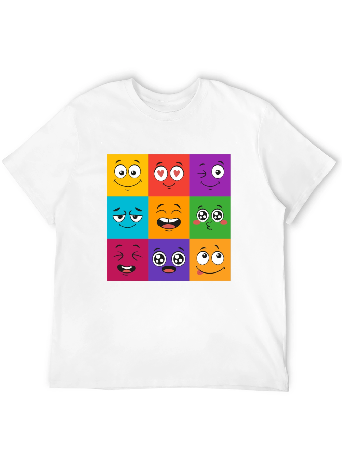 Emoji Face Grid T-Shirt - Fun & Playful Design