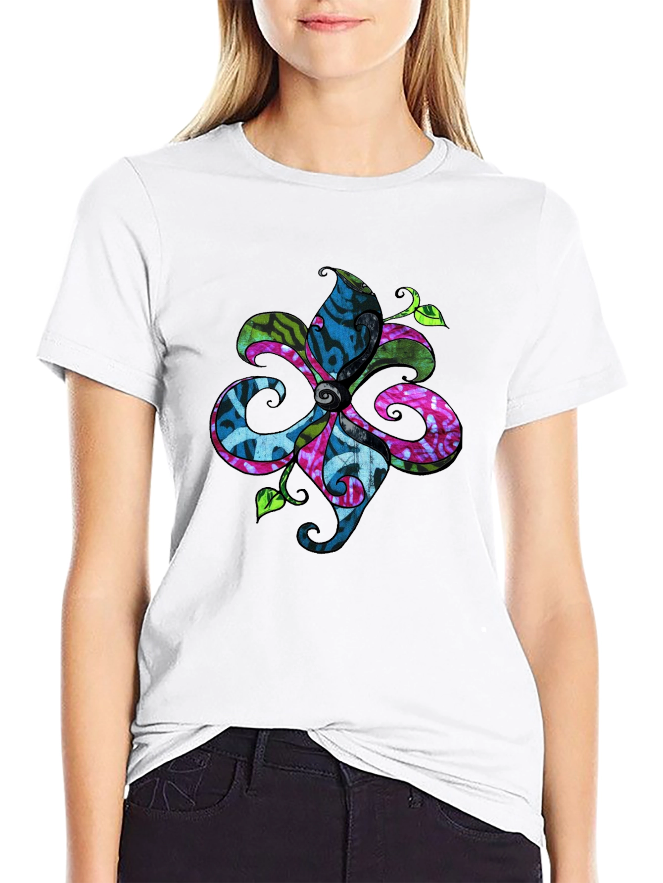 Floral Batik T-Shirt - Black