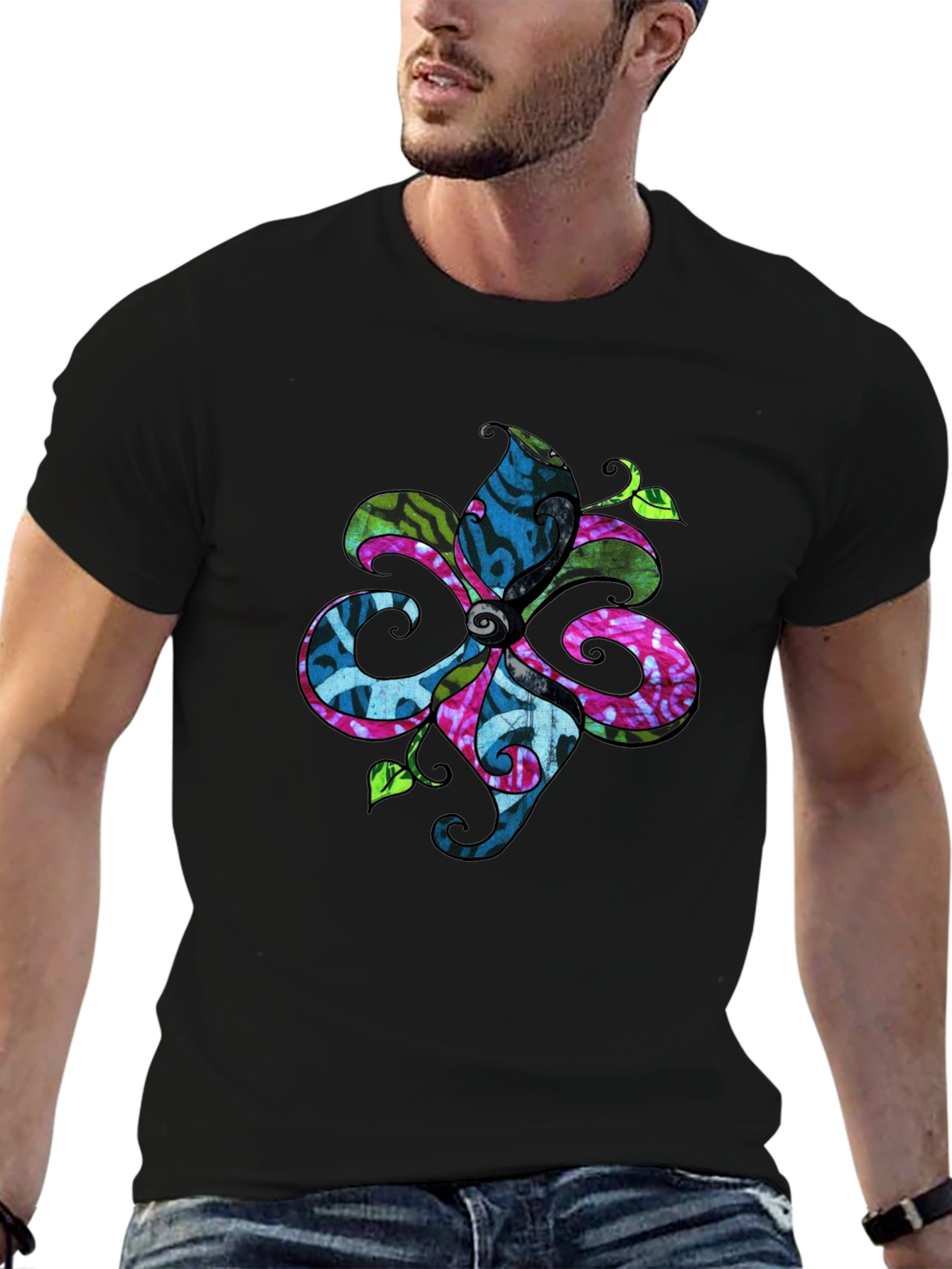 Floral Batik T-Shirt - Black