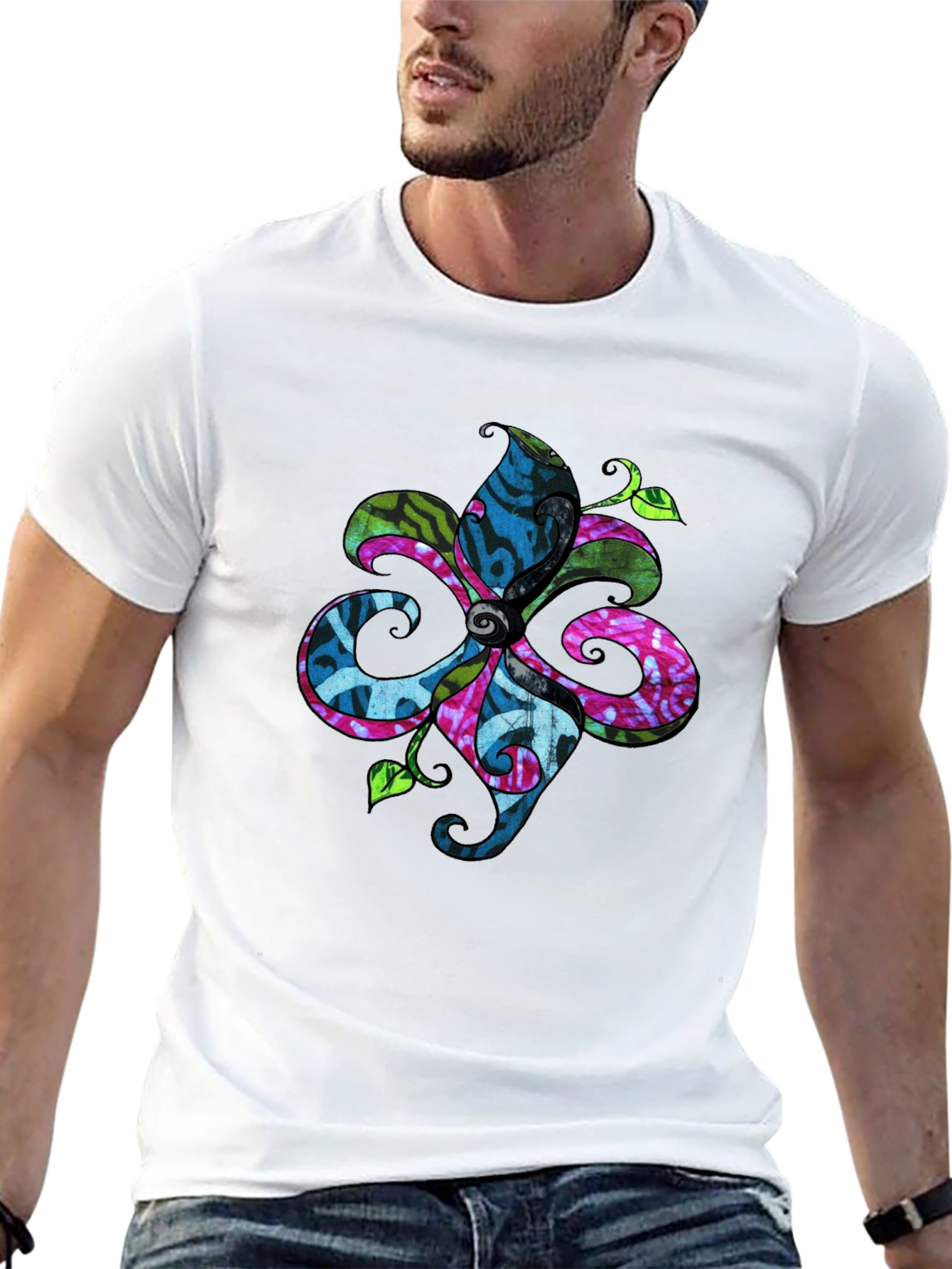 Floral Batik T-Shirt - Black