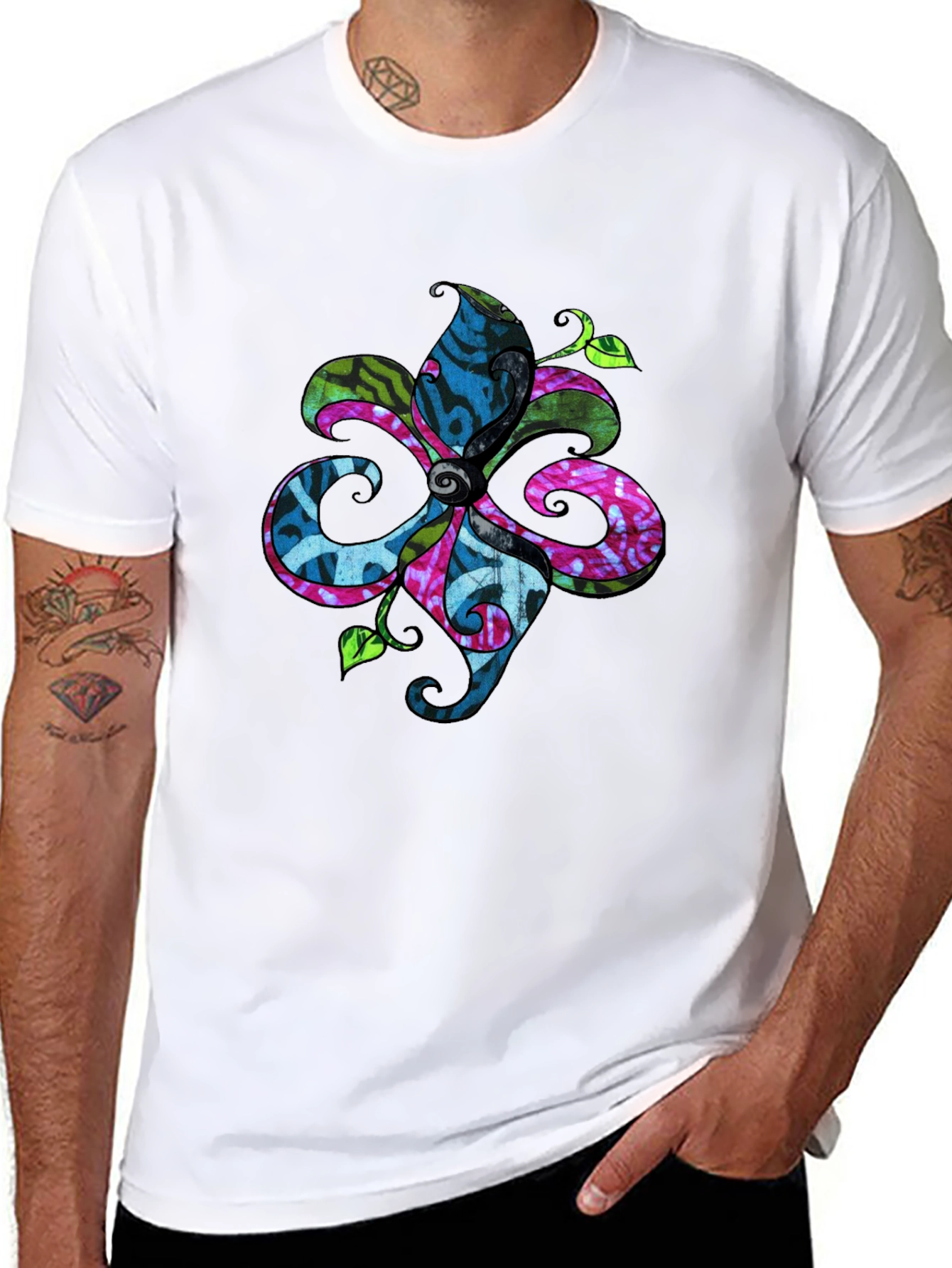 Floral Batik T-Shirt - Black