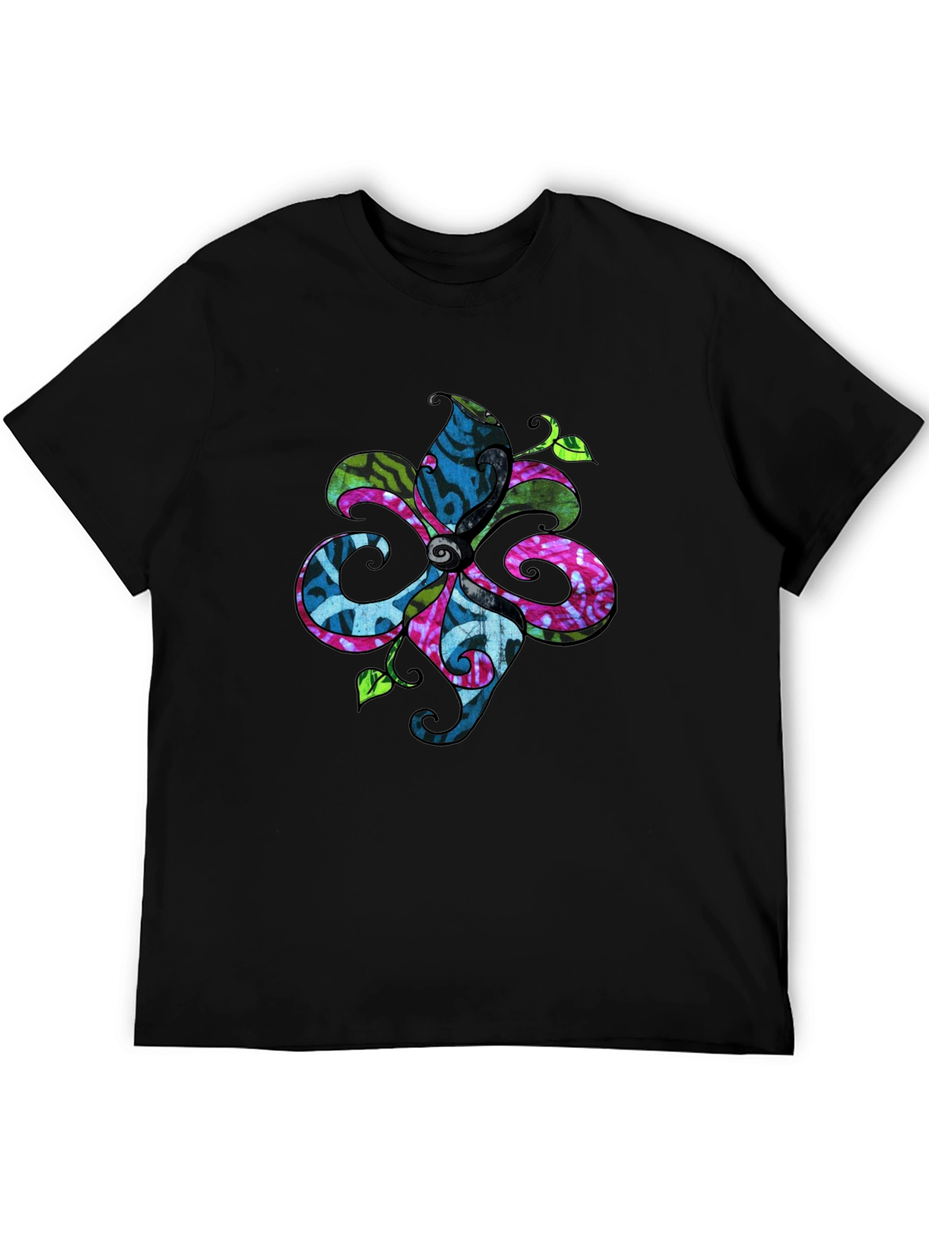 Floral Batik T-Shirt - Black