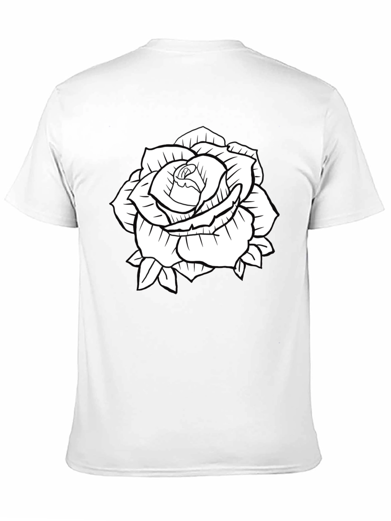 Black T-Shirt with Rose Graphic