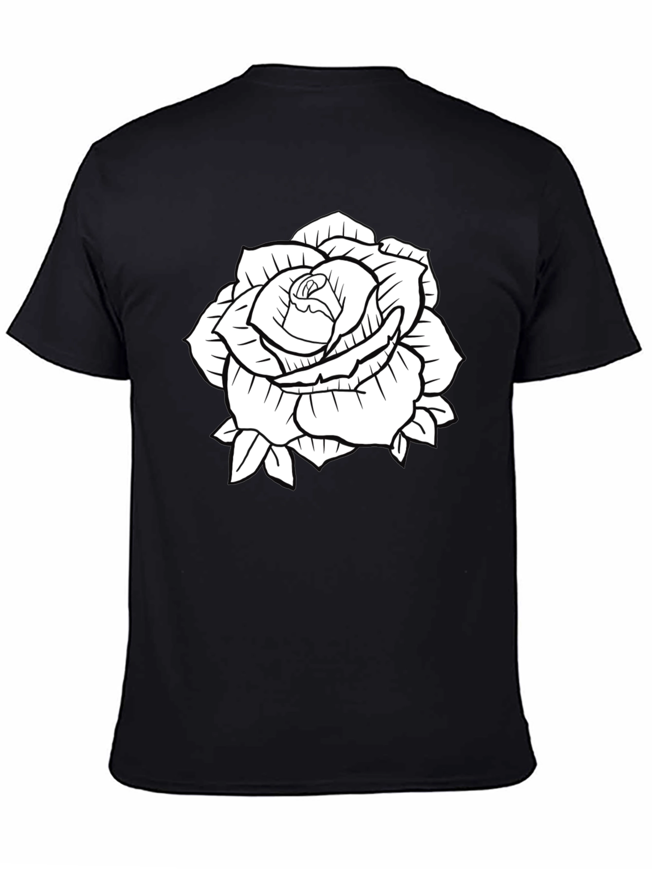 Black T-Shirt with Rose Graphic