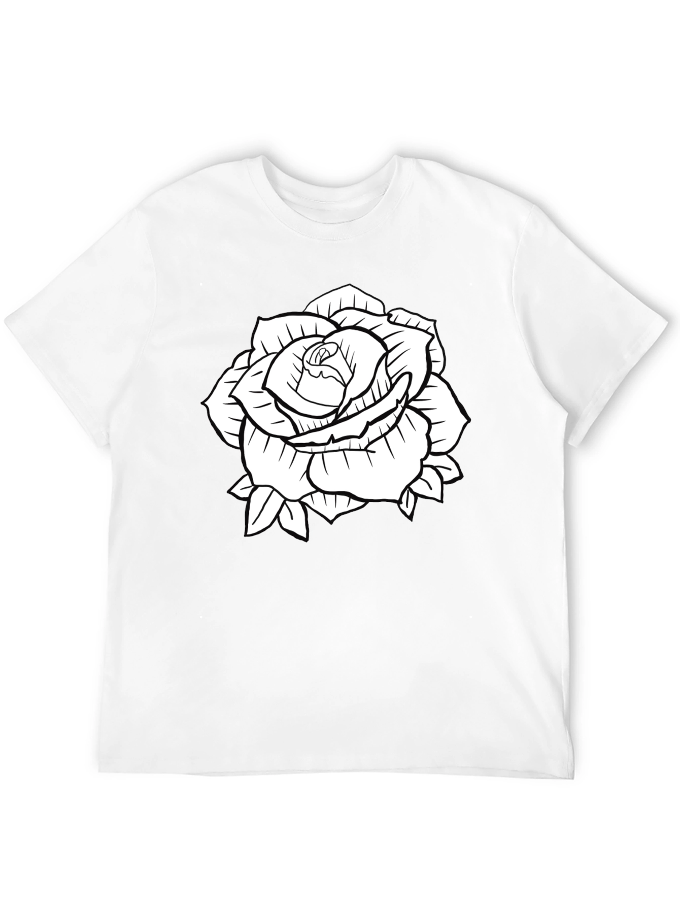 Black T-Shirt with Rose Graphic