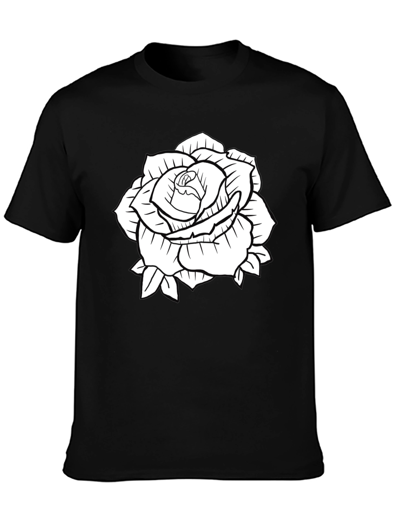 Black T-Shirt with Rose Graphic