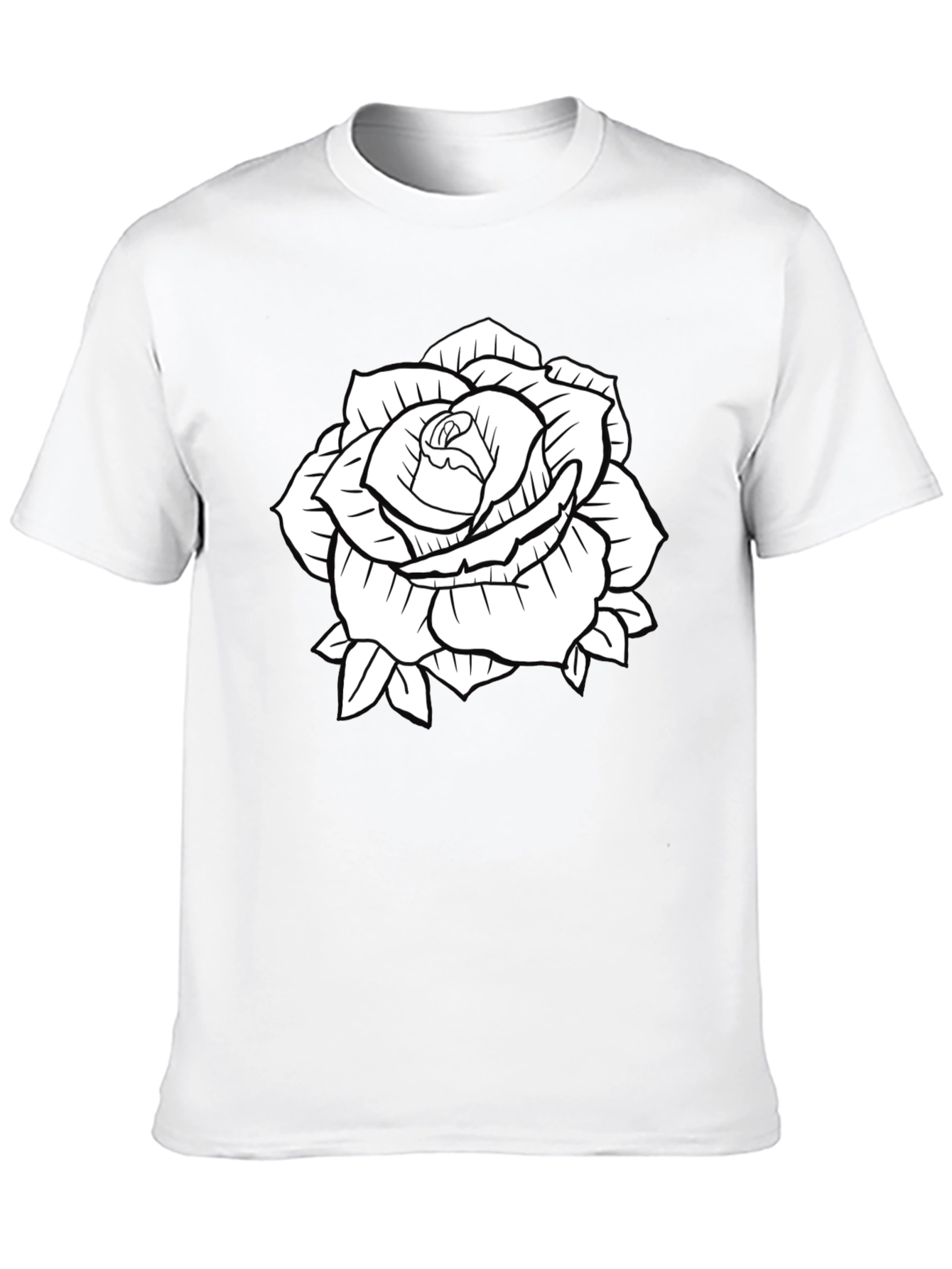 Black T-Shirt with Rose Graphic