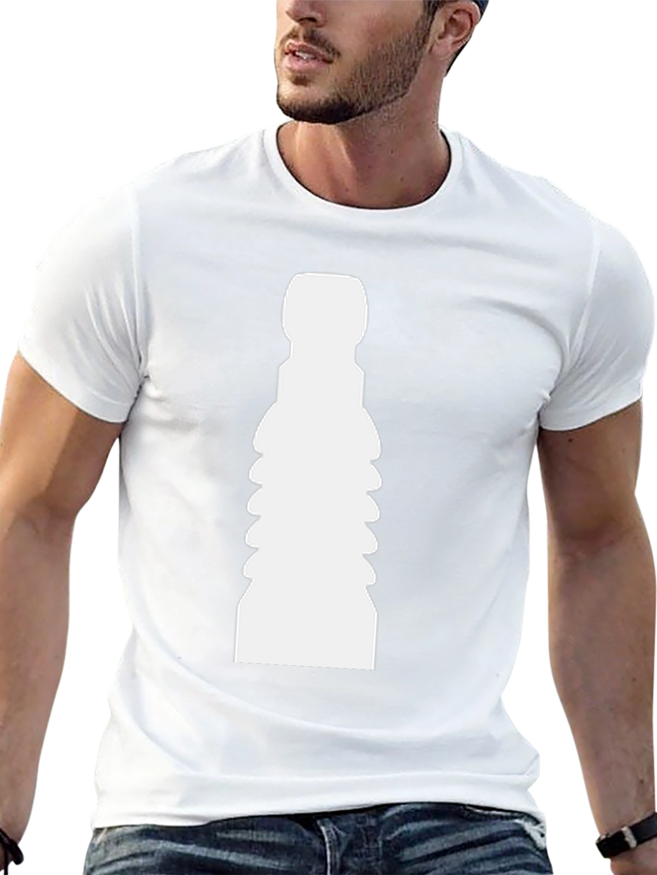 Unique White Shape Print Black T-Shirt
