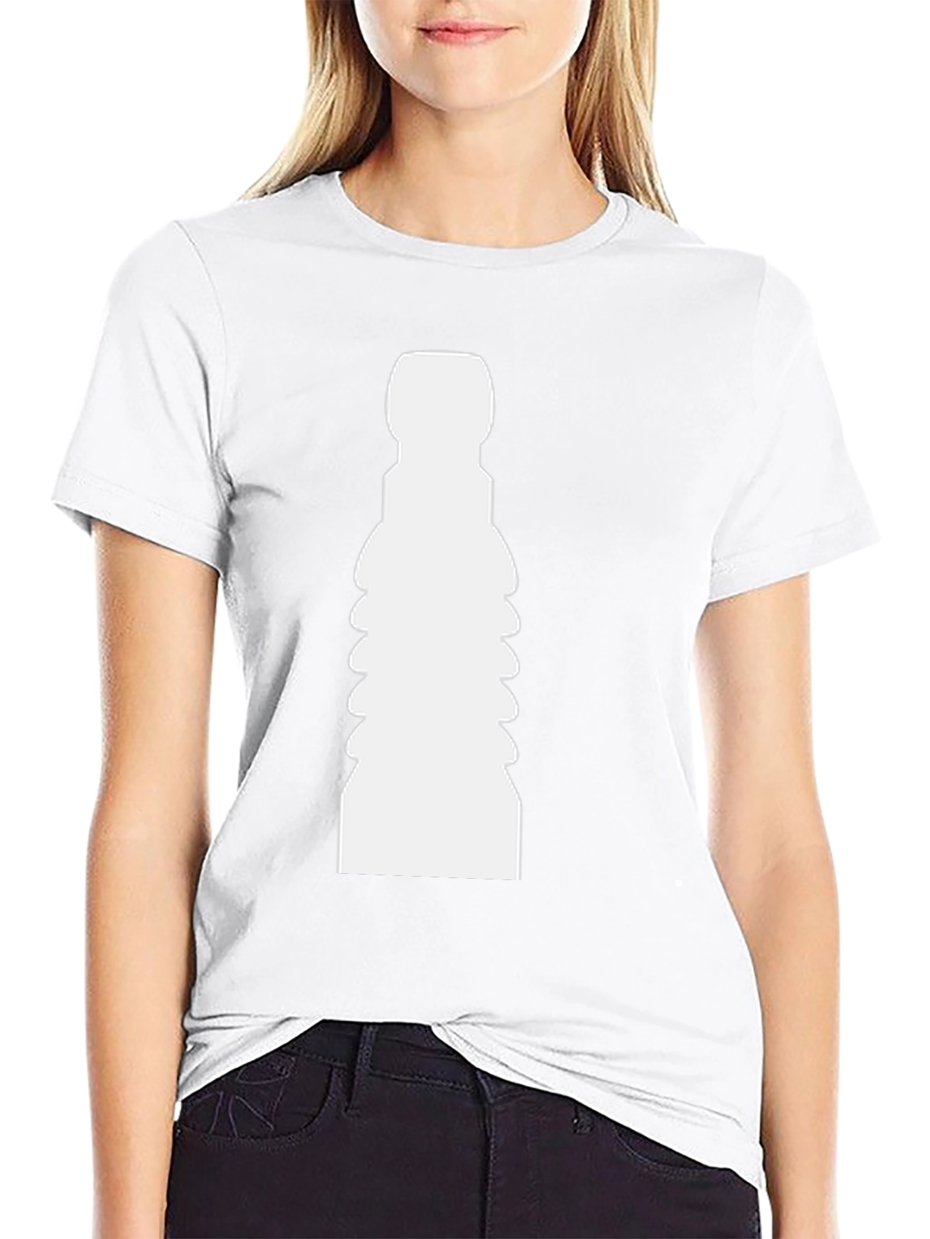 Unique White Shape Print Black T-Shirt