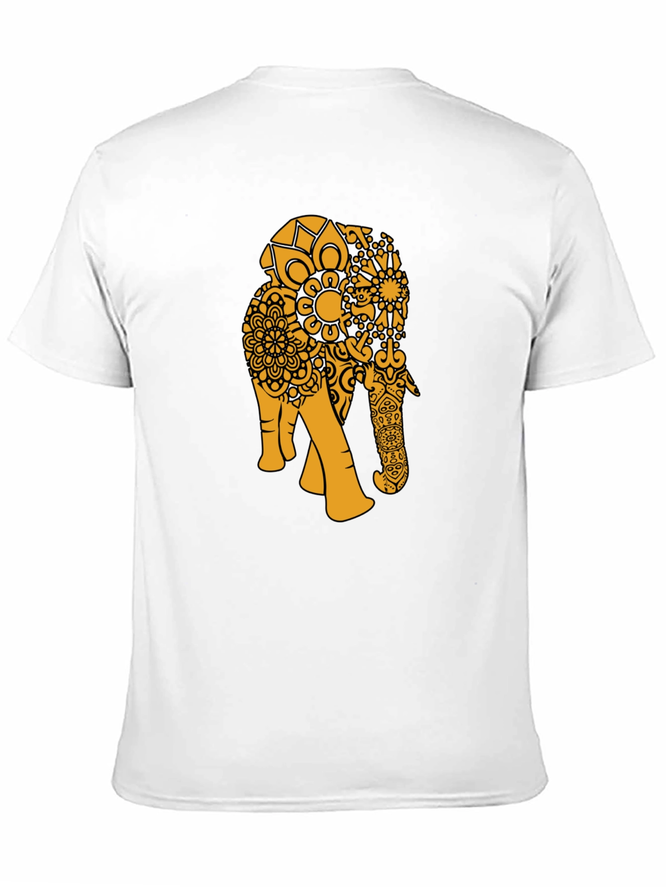 Black T-Shirt with Gold Elephant Mandala