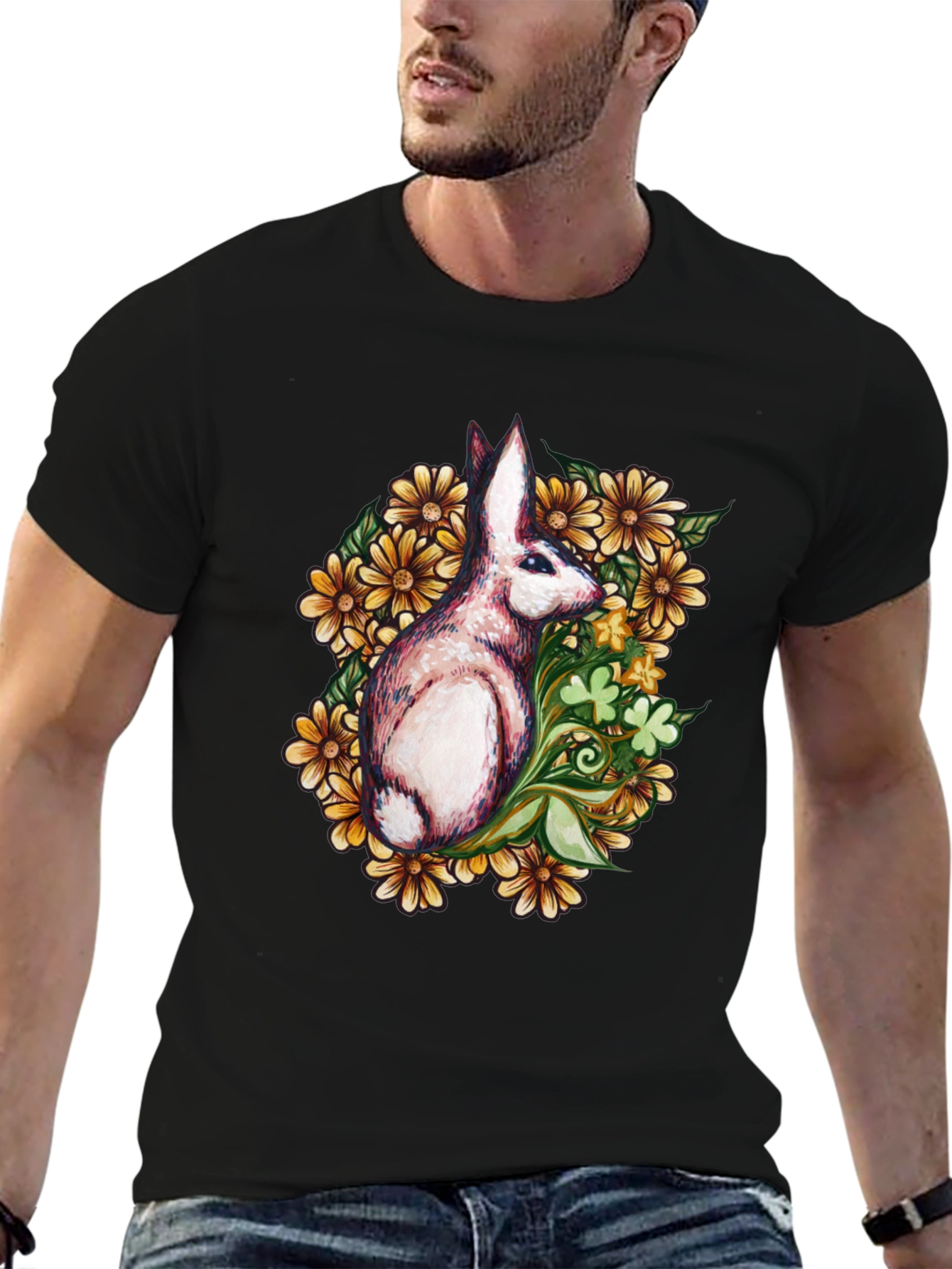 Rabbit Floral Graphic T-Shirt