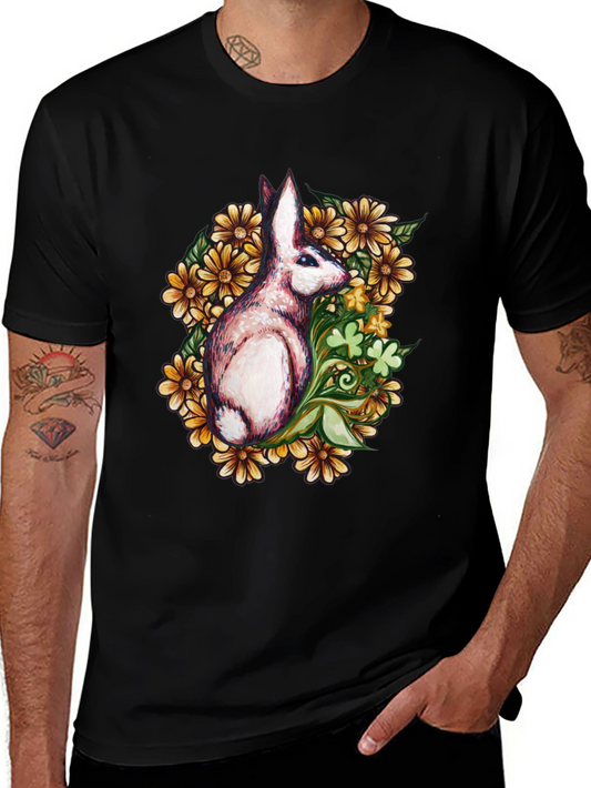 Rabbit Floral Graphic T-Shirt