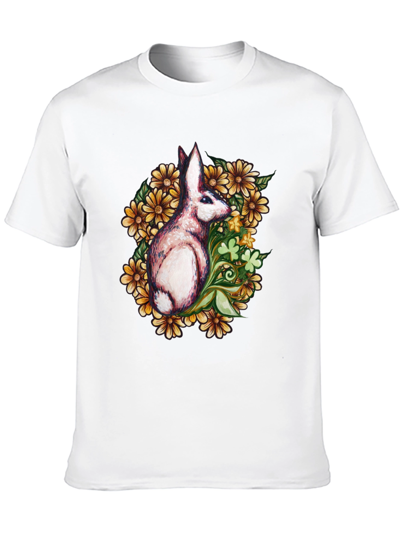 Rabbit Floral Graphic T-Shirt