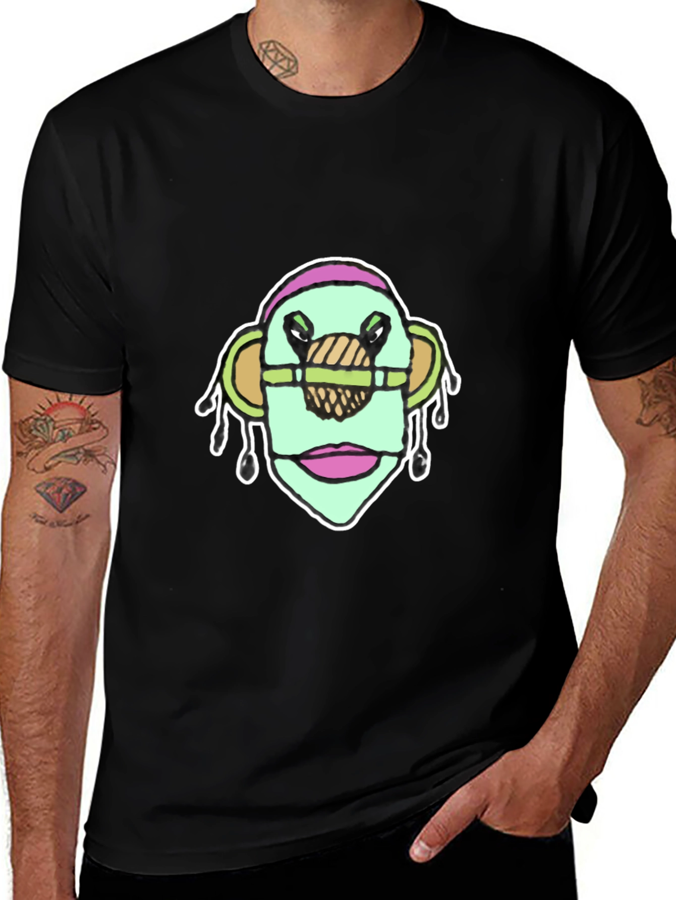 Abstract Face Graphic Tee - Unique Design