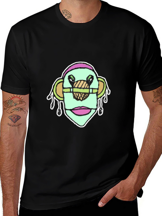 Abstract Face Graphic Tee - Unique Design