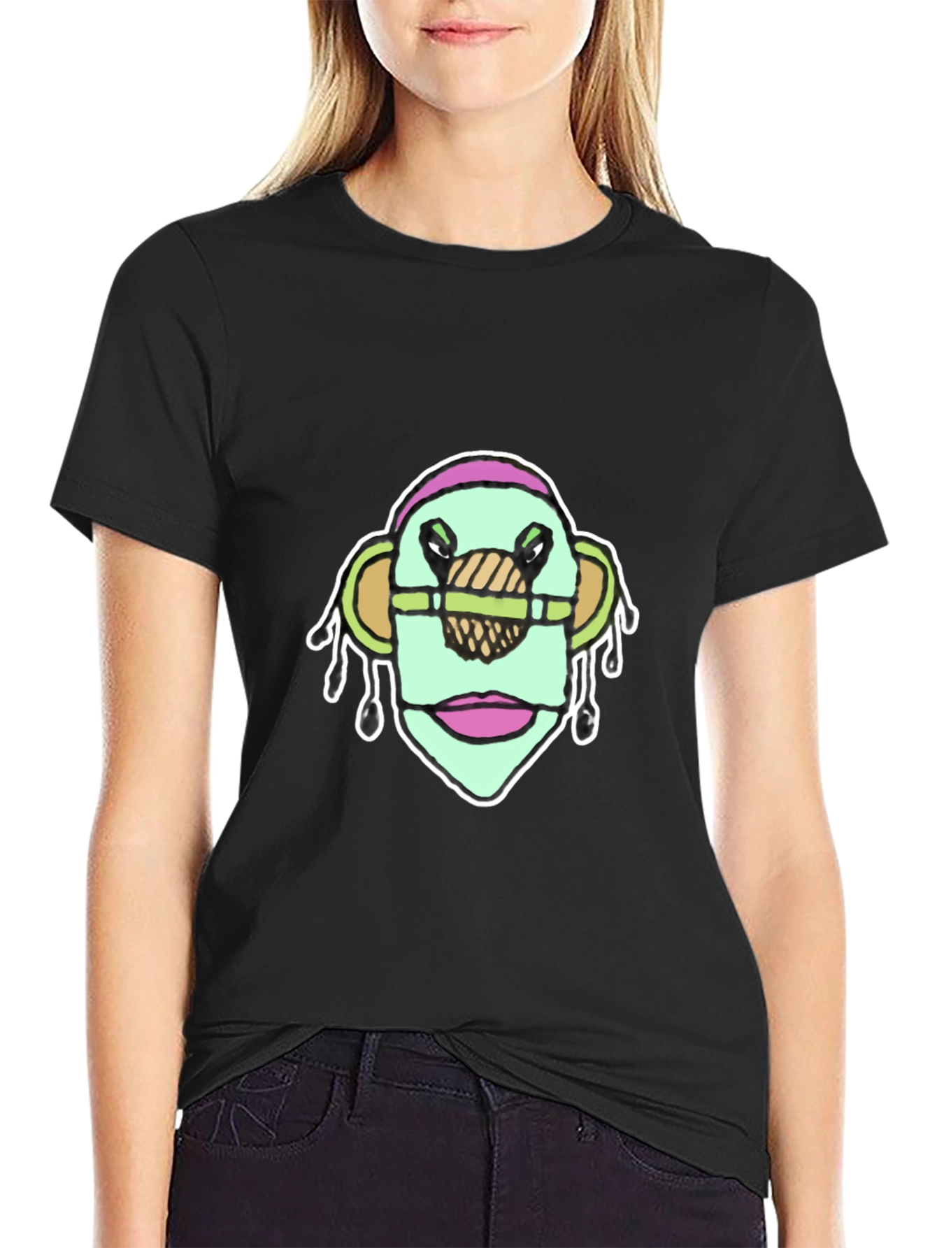 Abstract Face Graphic Tee - Unique Design