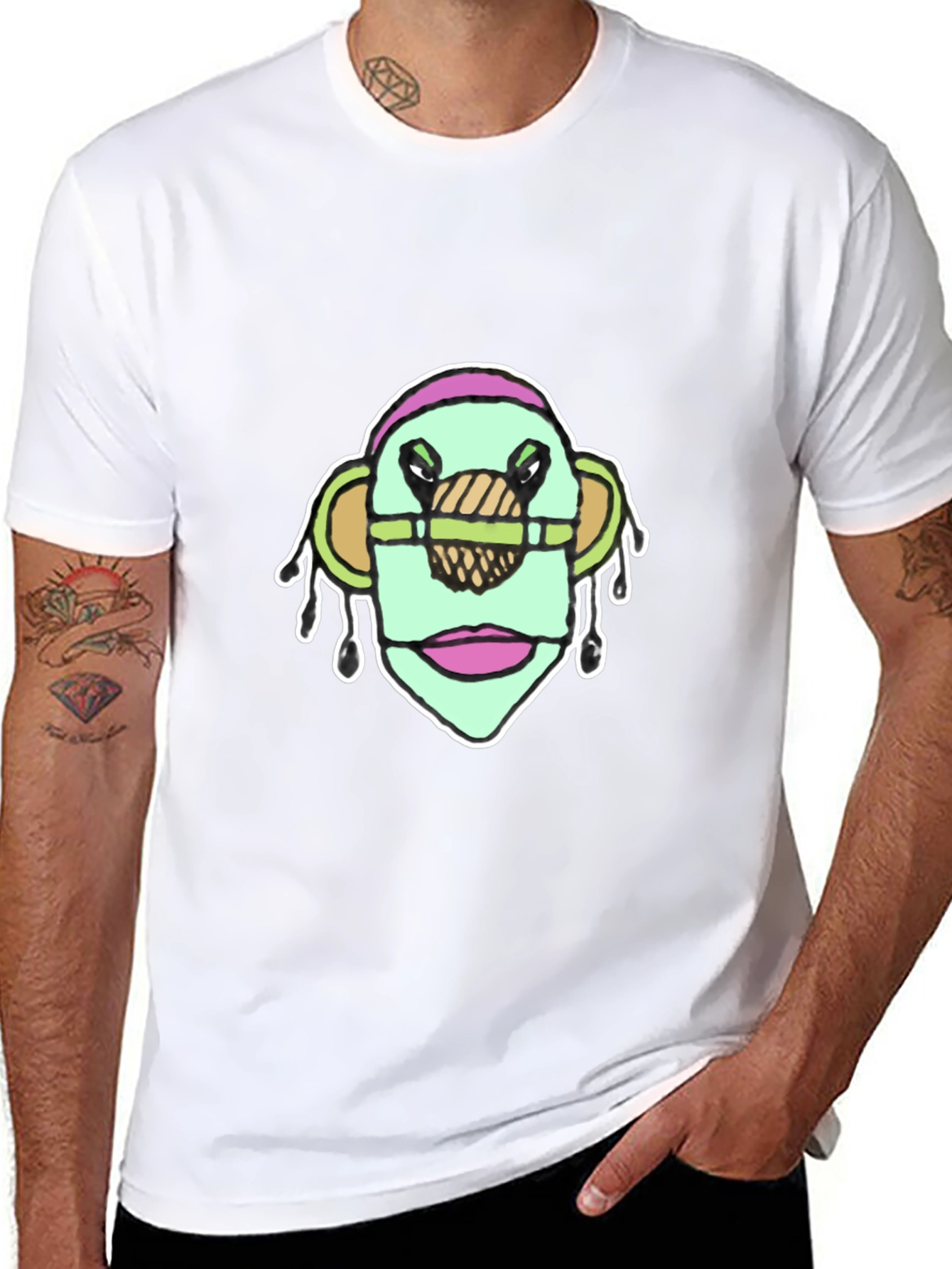 Abstract Face Graphic Tee - Unique Design