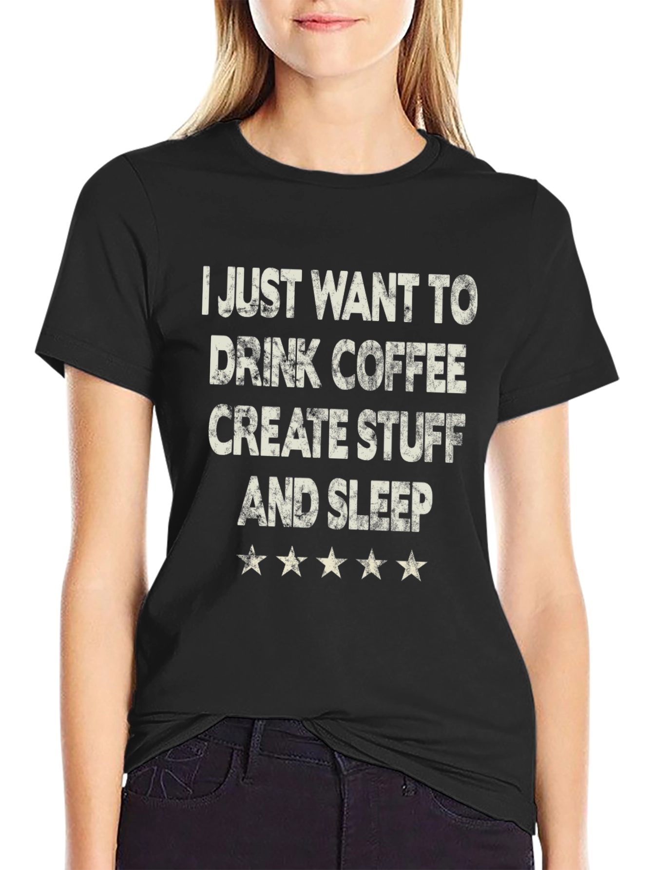Coffee Create Sleep Black Graphic Tee
