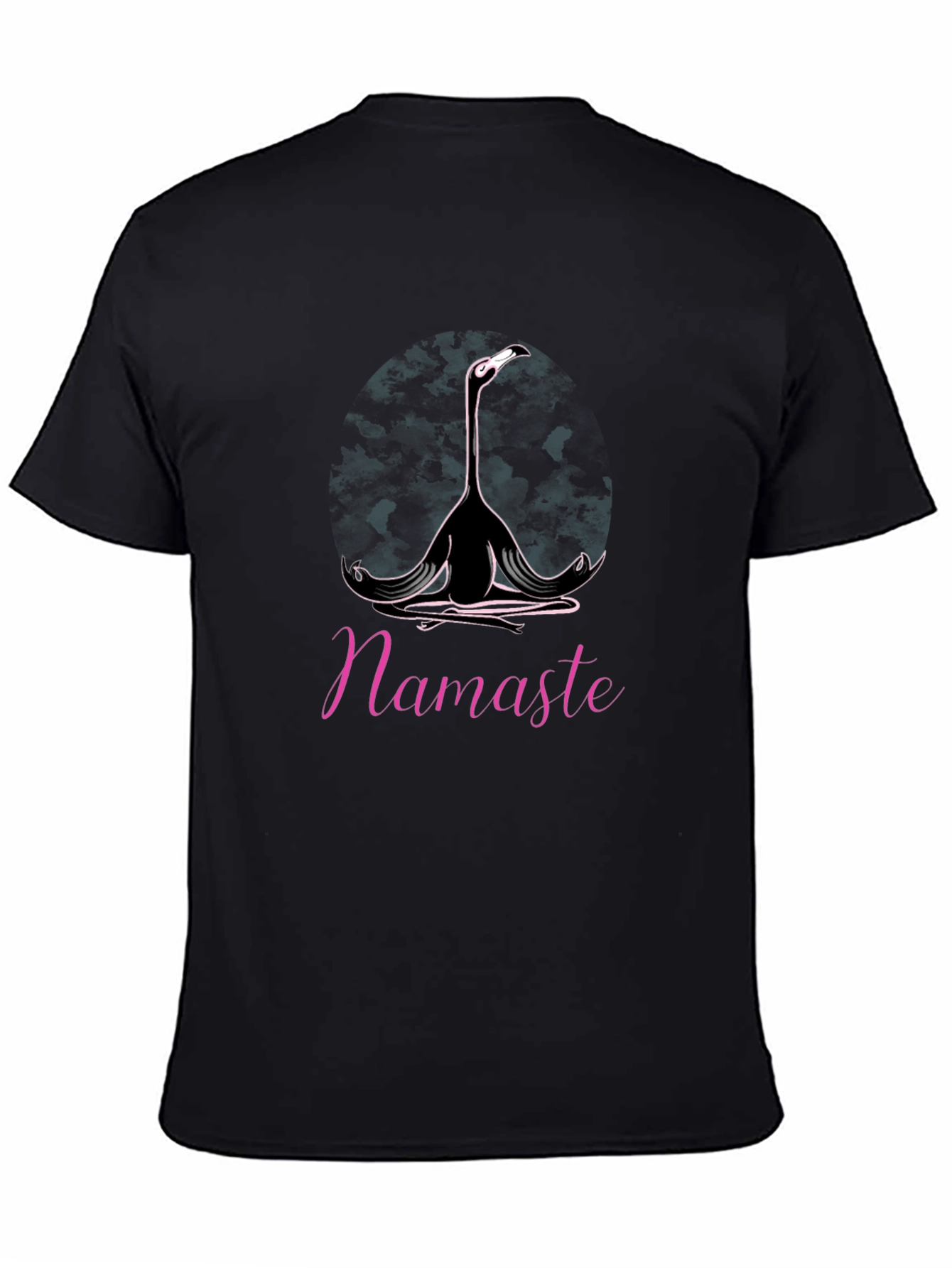 Namaste Yoga Flamingo Black T-Shirt