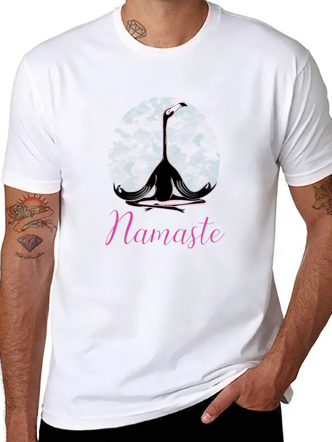Namaste Yoga Flamingo Black T-Shirt