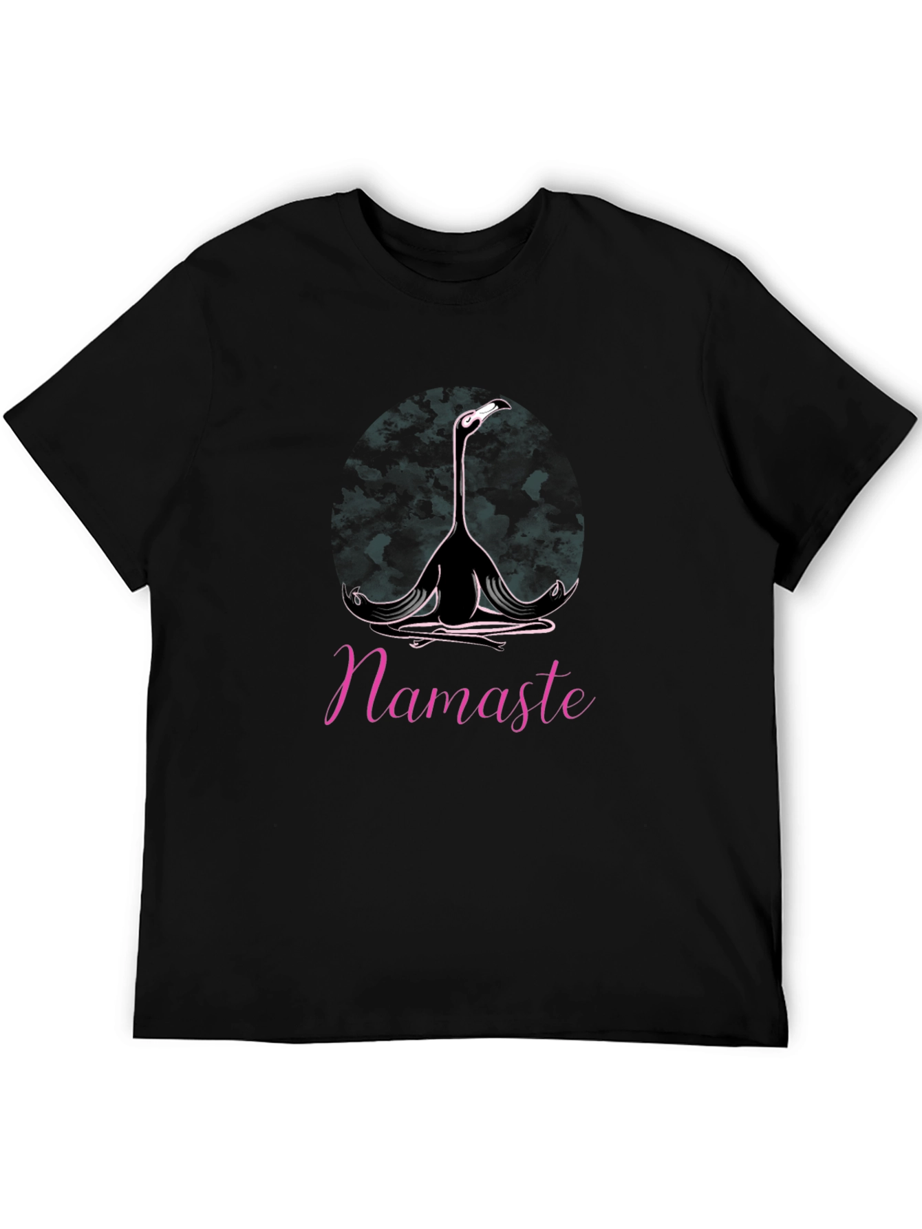 Namaste Yoga Flamingo Black T-Shirt