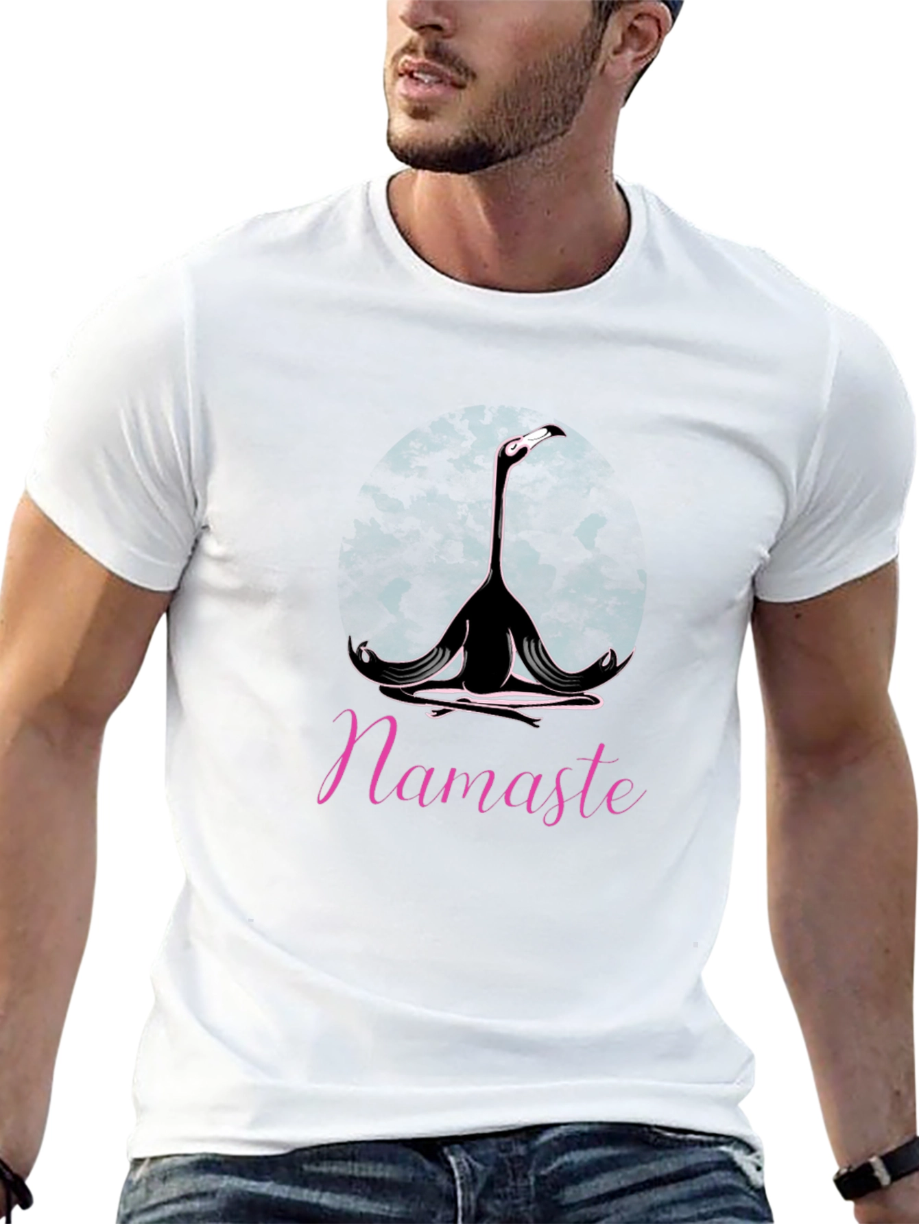 Namaste Yoga Flamingo Black T-Shirt