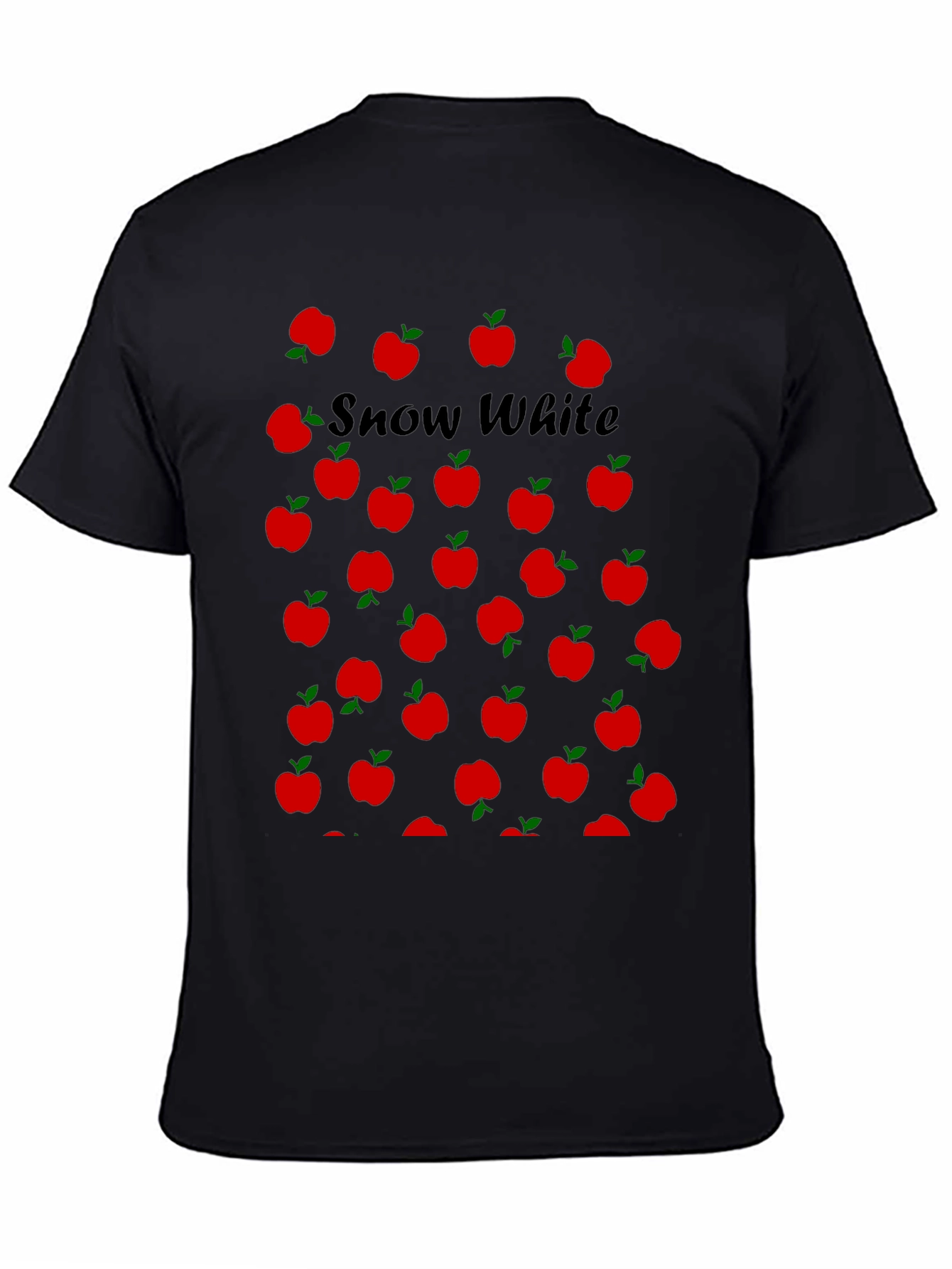 Snow White Apples T-Shirt - Black Crew Neck Tee