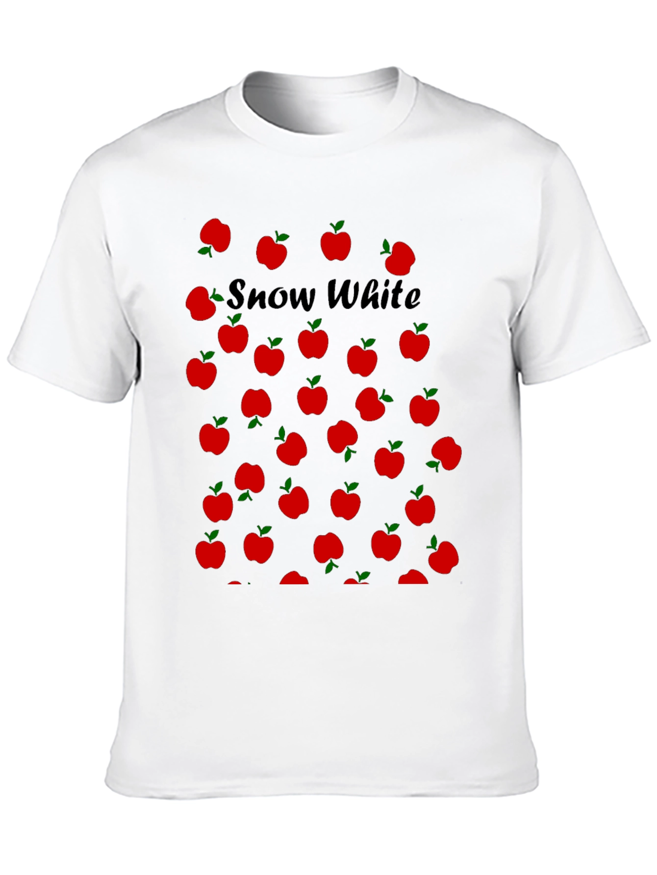 Snow White Apples T-Shirt - Black Crew Neck Tee