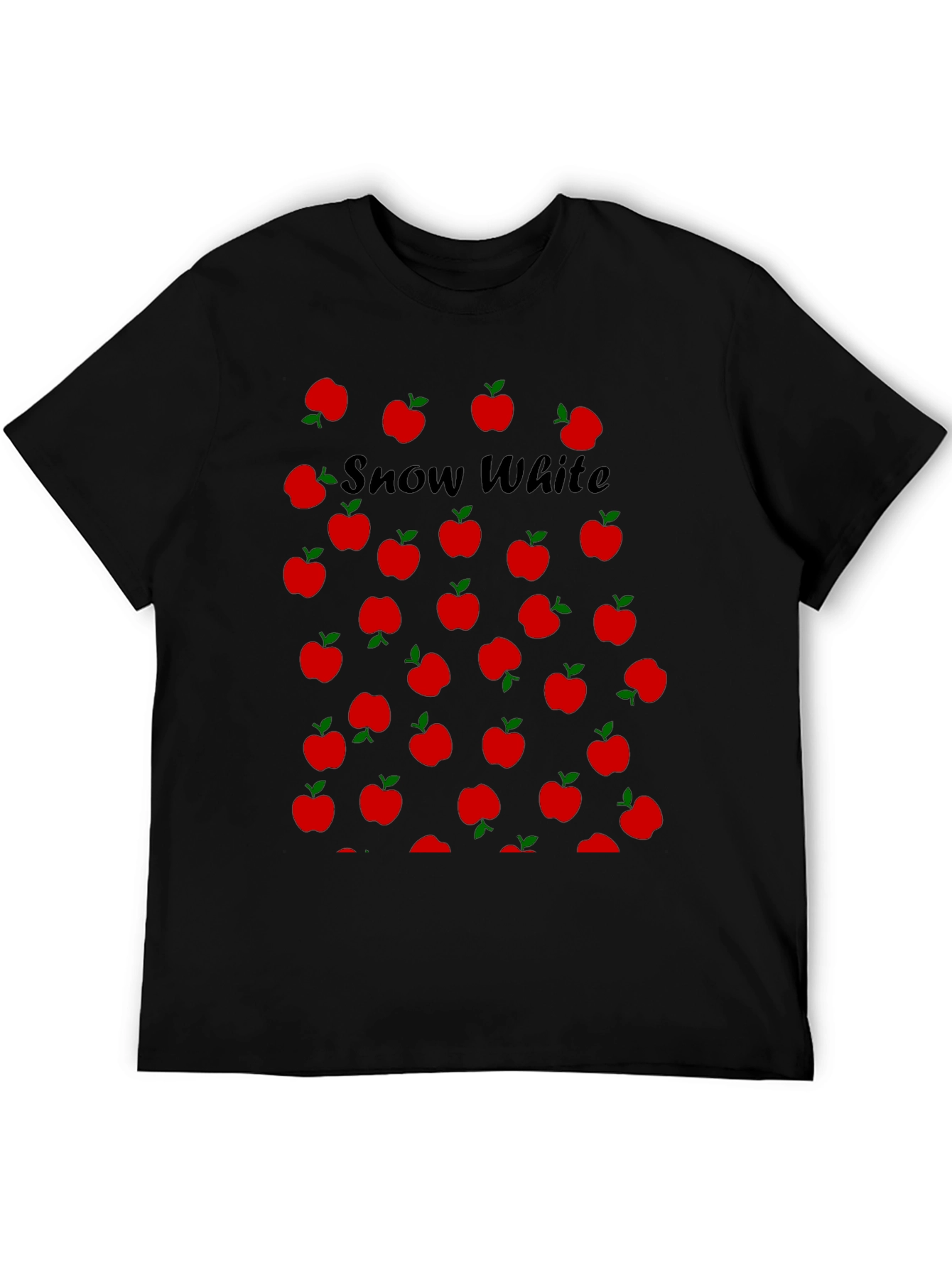 Snow White Apples T-Shirt - Black Crew Neck Tee